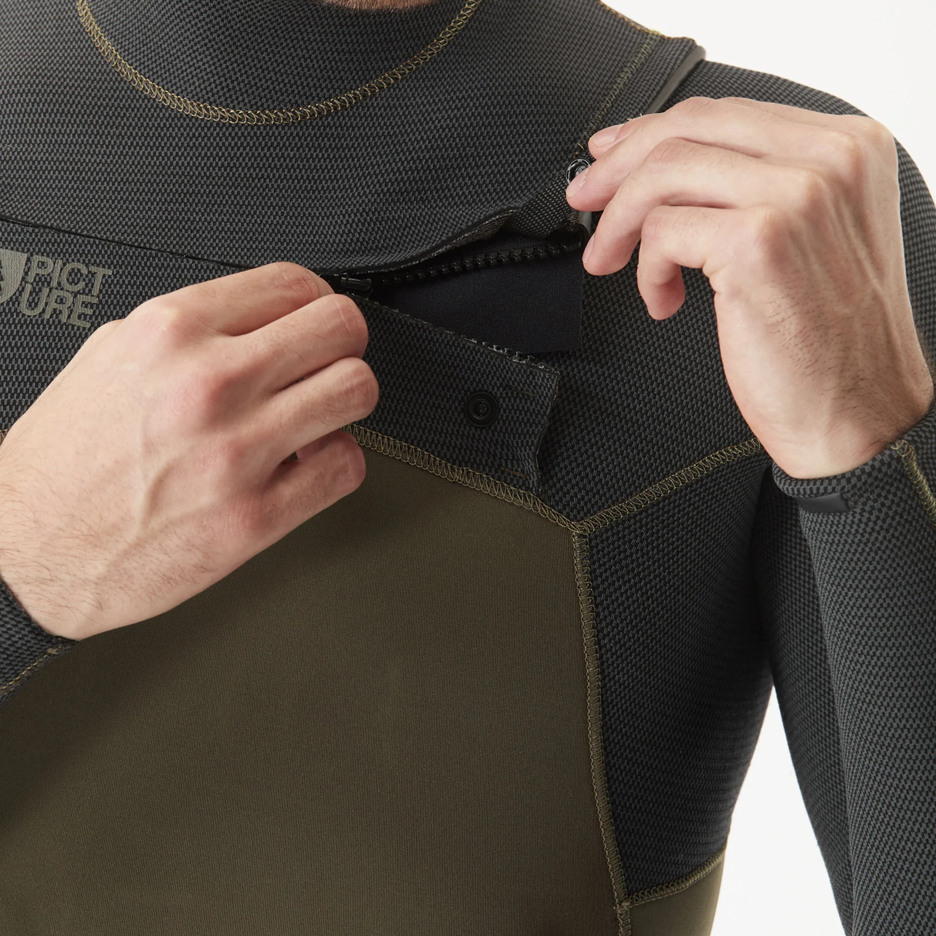 4/3mm Equation Flex Skin Front Chest Zip Fullsuit - Dark Army Green - Image 4