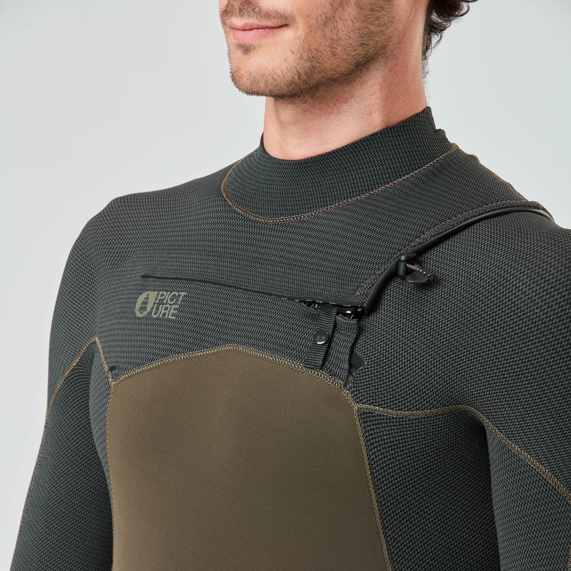 4/3mm Equation Flex Skin Front Chest Zip Fullsuit - Dark Army Green - Image 6
