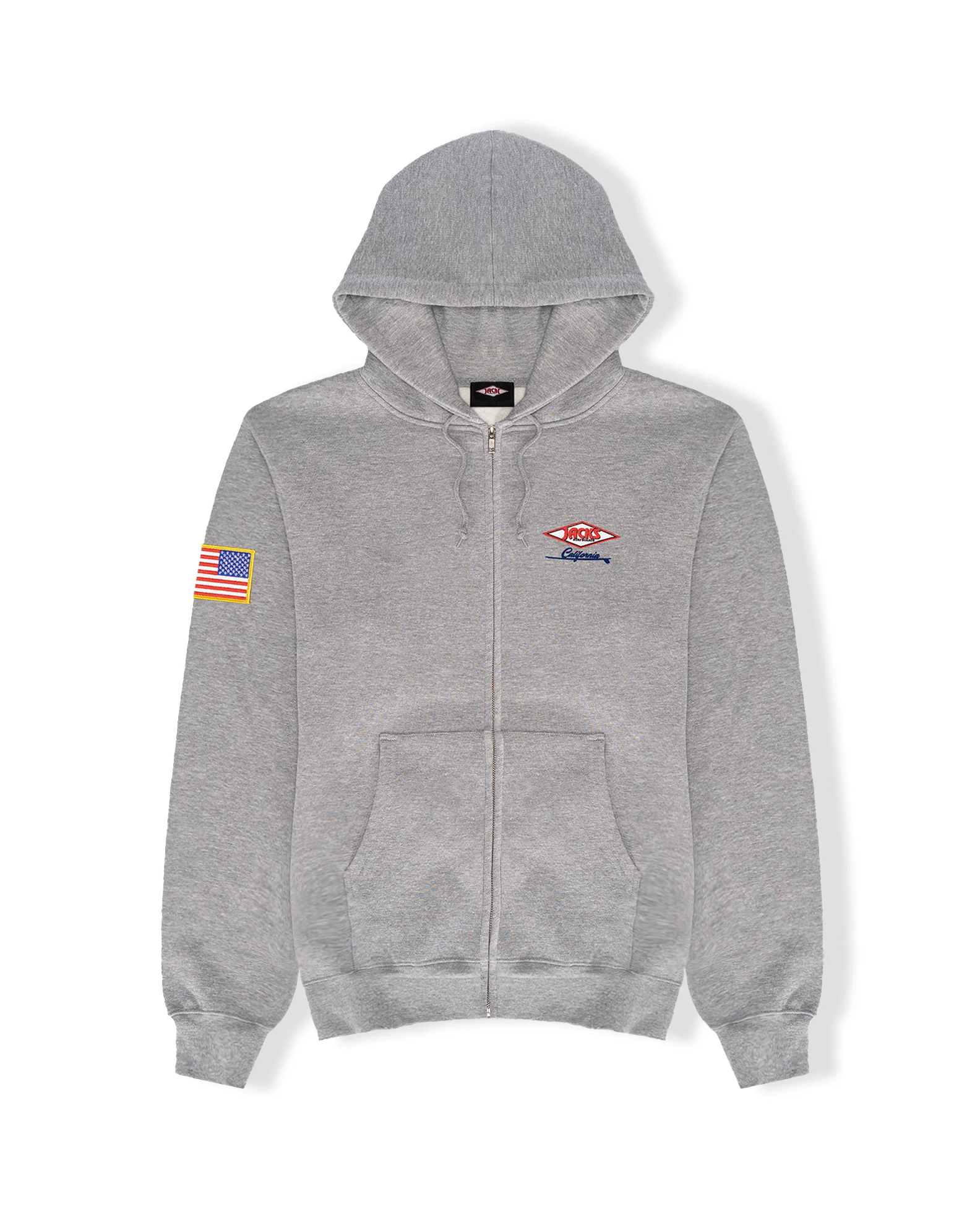 American Diamond Patch Zip-Up Hoodie - Heather Gray - Image 2