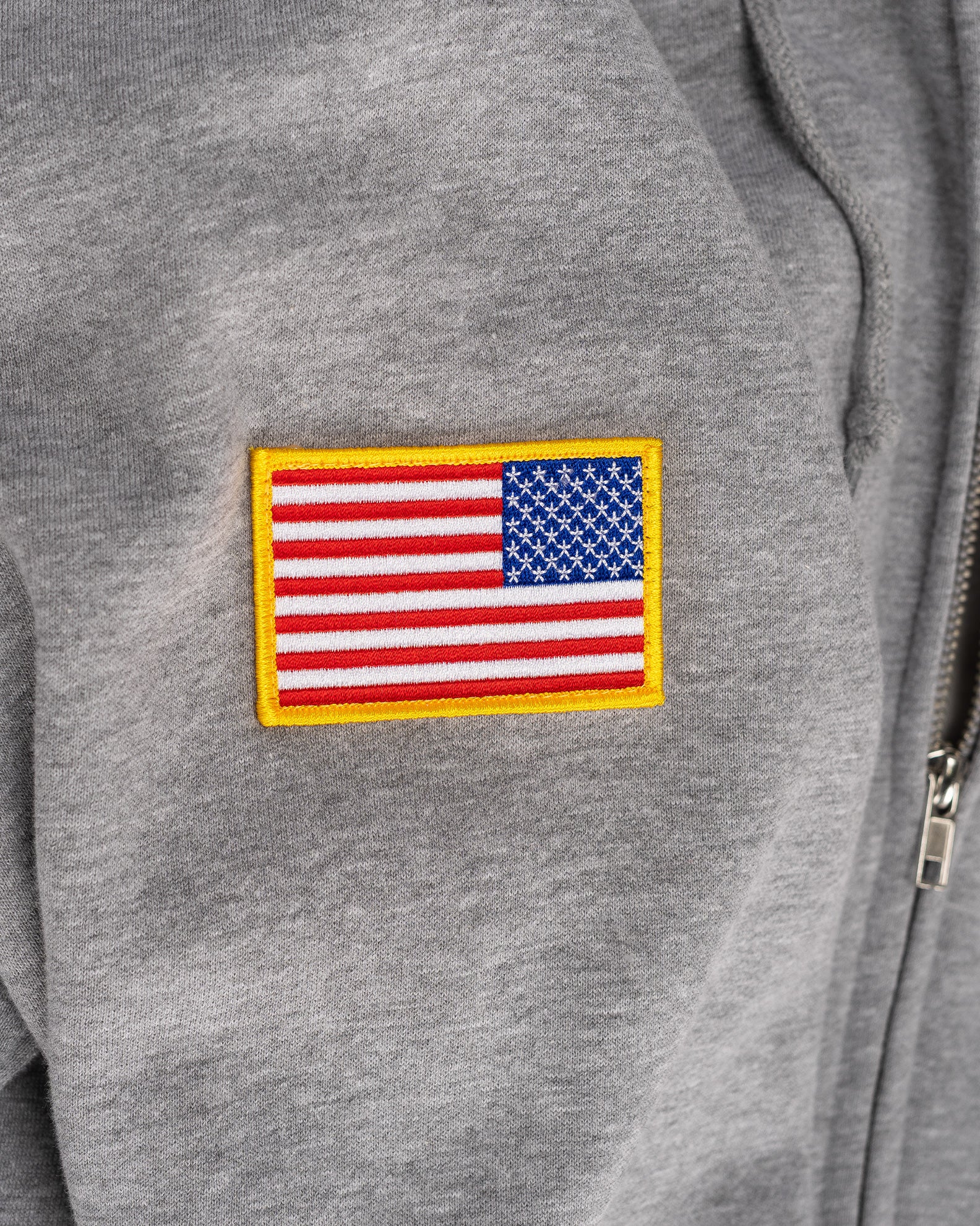 American Diamond Patch Zip-Up Hoodie - Heather Gray - Image 3