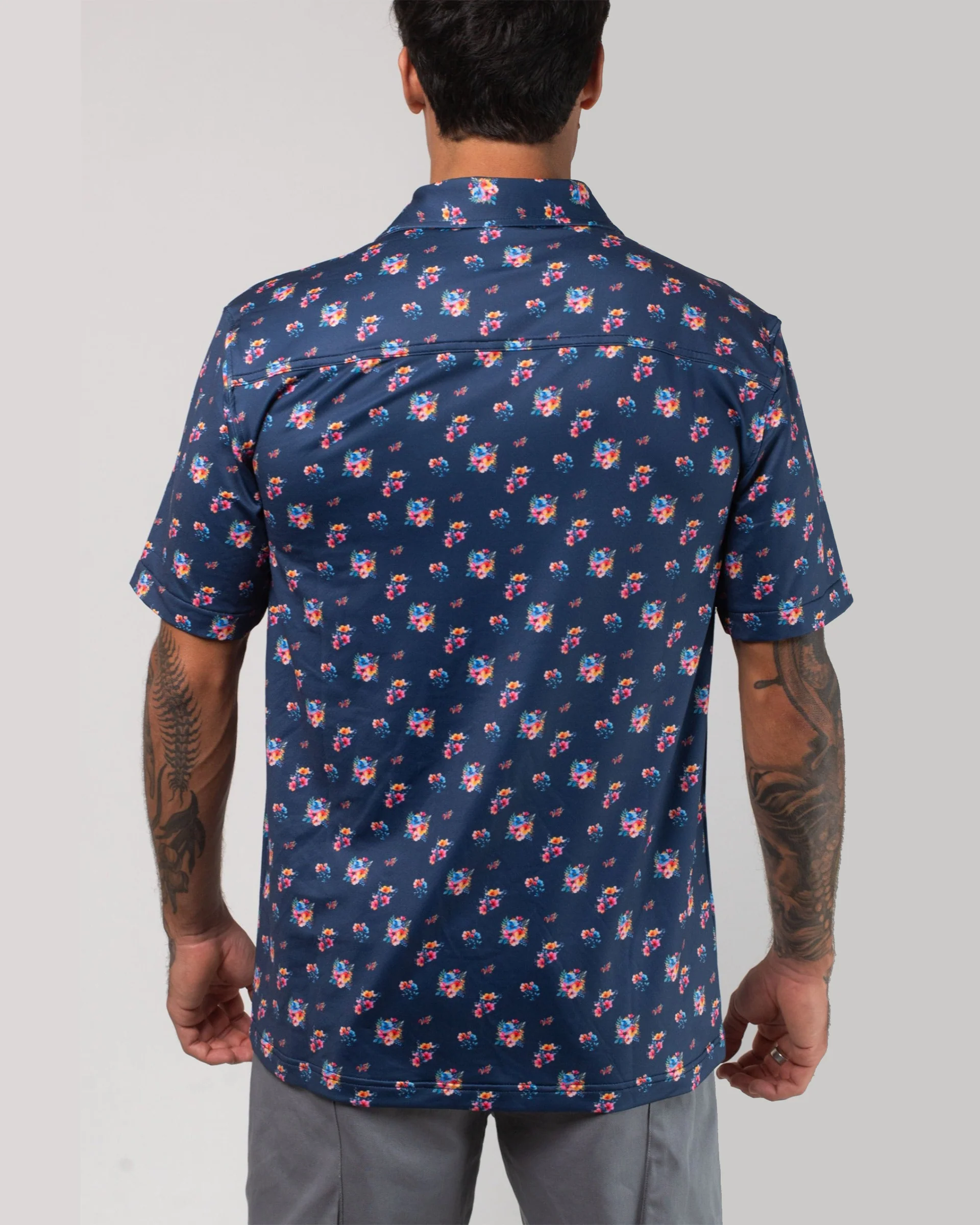 Aqua Terra Multi Floral Tech Button Up - Navy Multi - Image 2