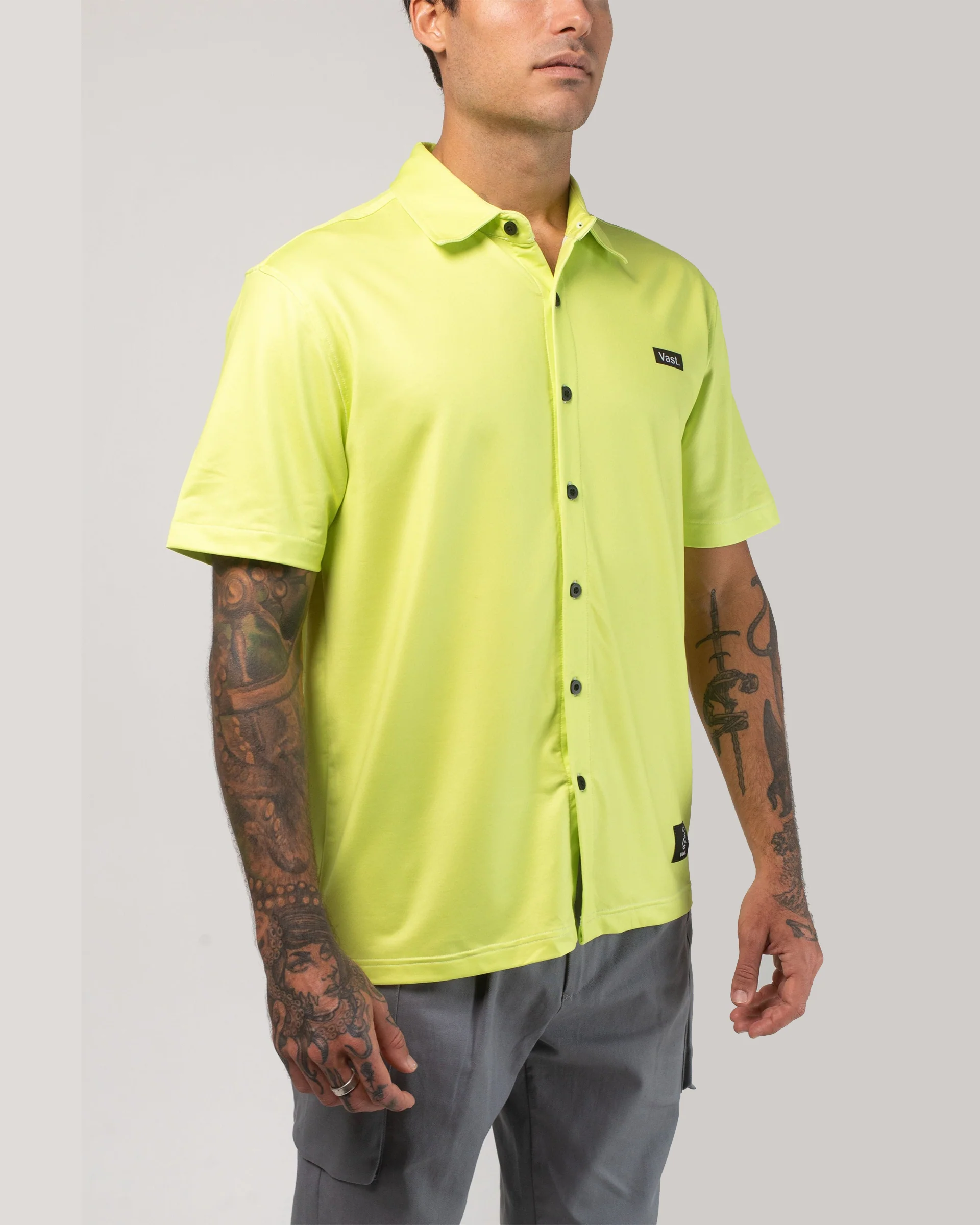 Aqua Terra Tech Button Up - Lime - Image 2