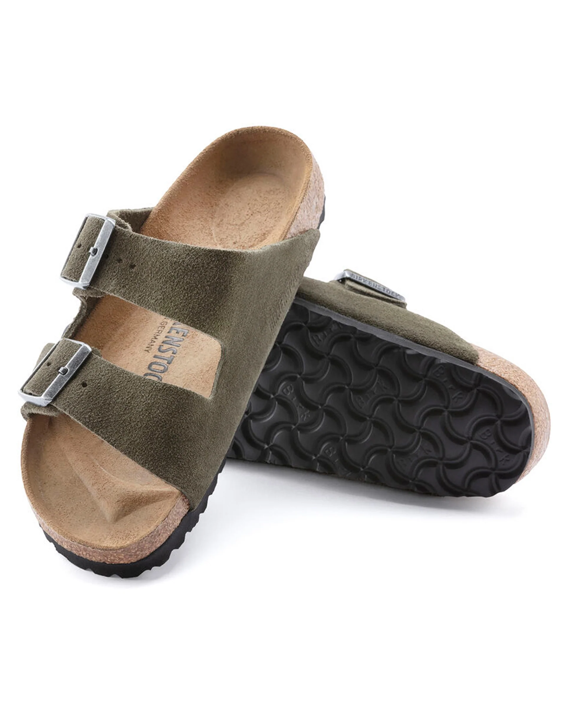 Arizona Suede Leather Sandal (Wide) - Thyme - Image 3