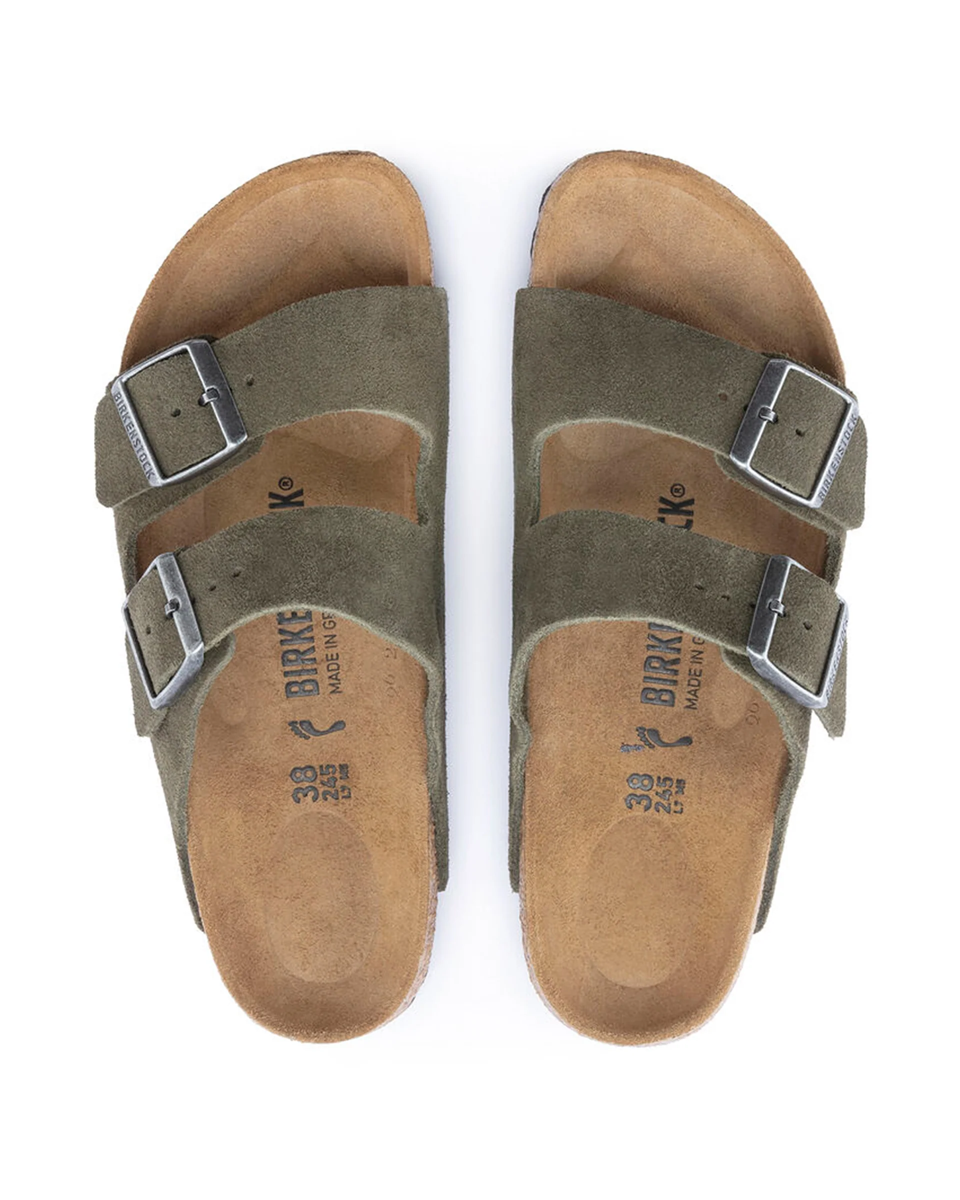 Arizona Suede Leather Sandal (Wide) - Thyme - Image 4