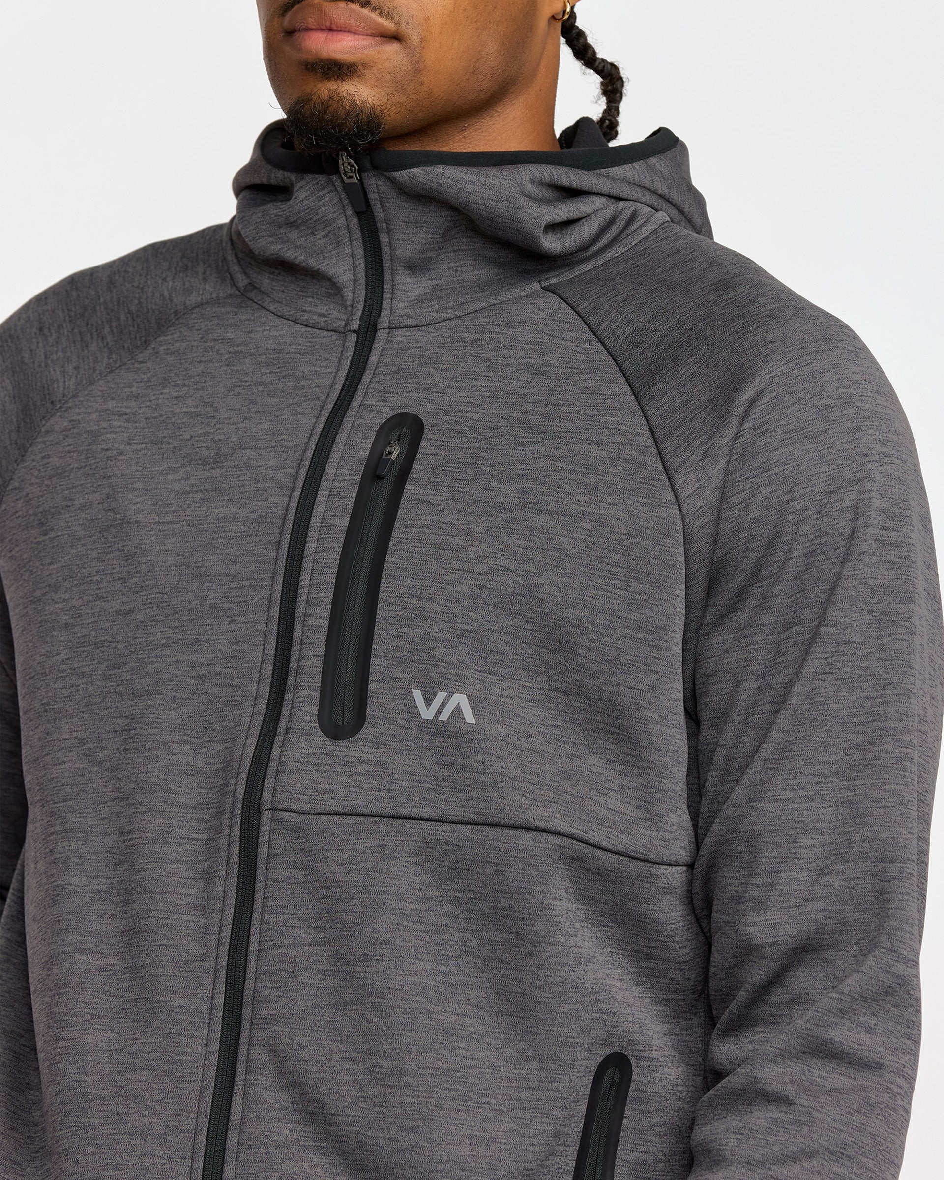 Balance Tech Fleece Zip Hoodie - RVCA Black Heather - Image 3