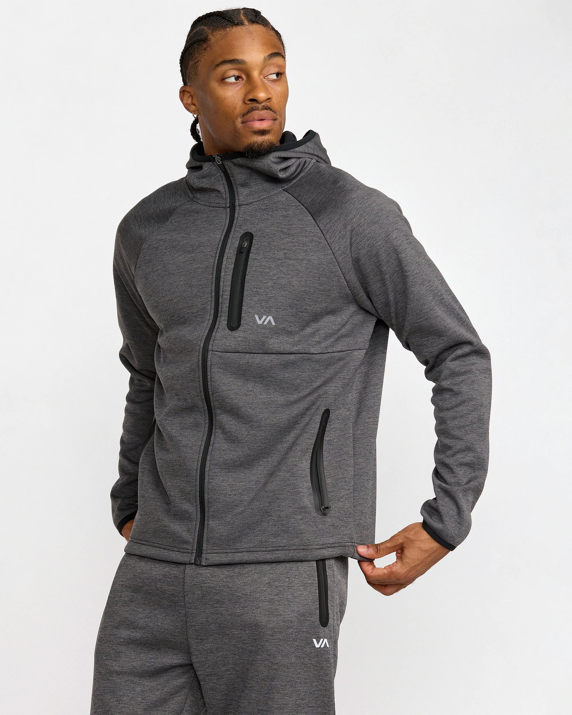 Balance Tech Fleece Zip Hoodie - RVCA Black Heather - Image 6