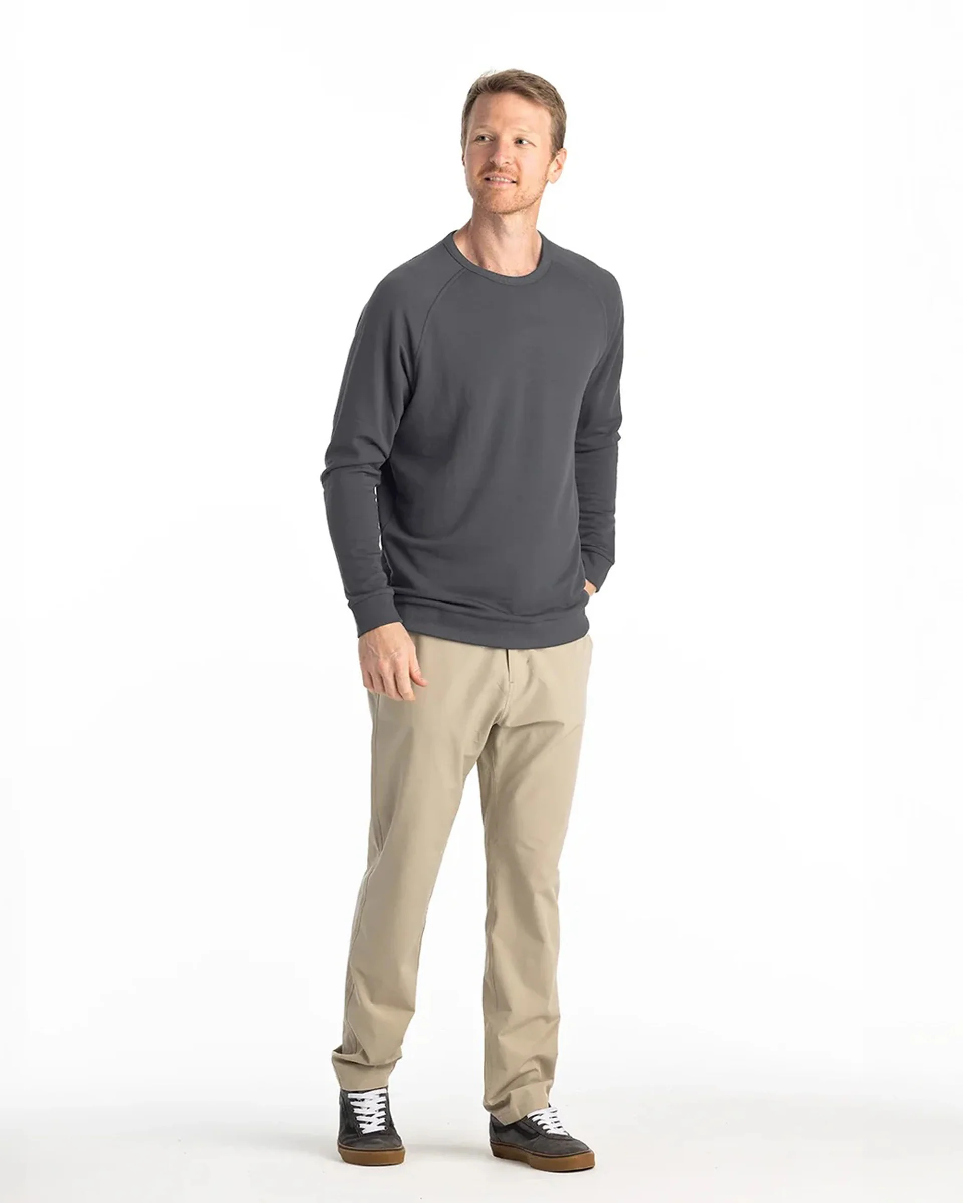 Bamboo Lightweight Fleece Crewneck - Black Sand - Image 4