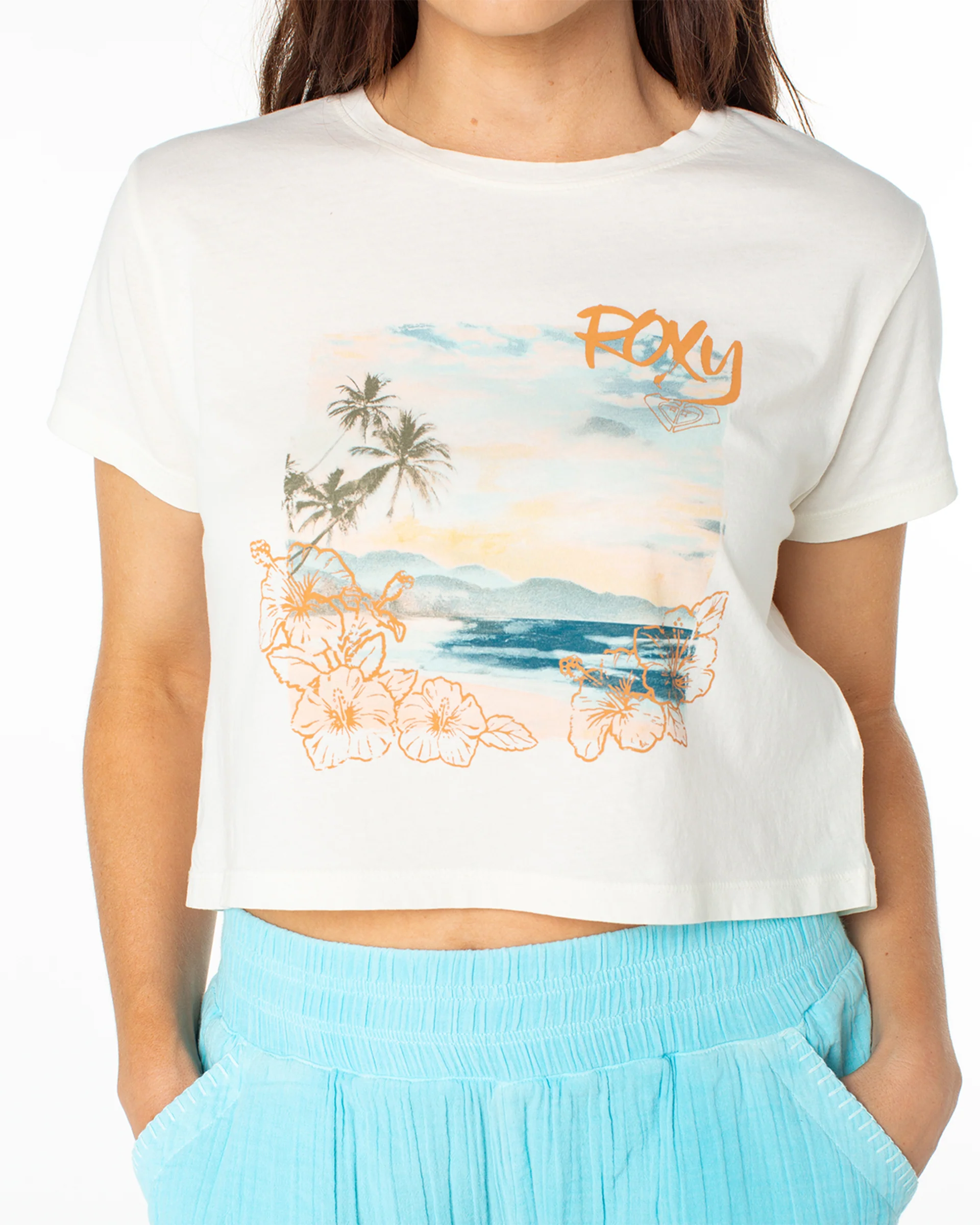 Beach Collage S/S Cropped Boxy T-Shirt - Egret Beach Collage - Image 4