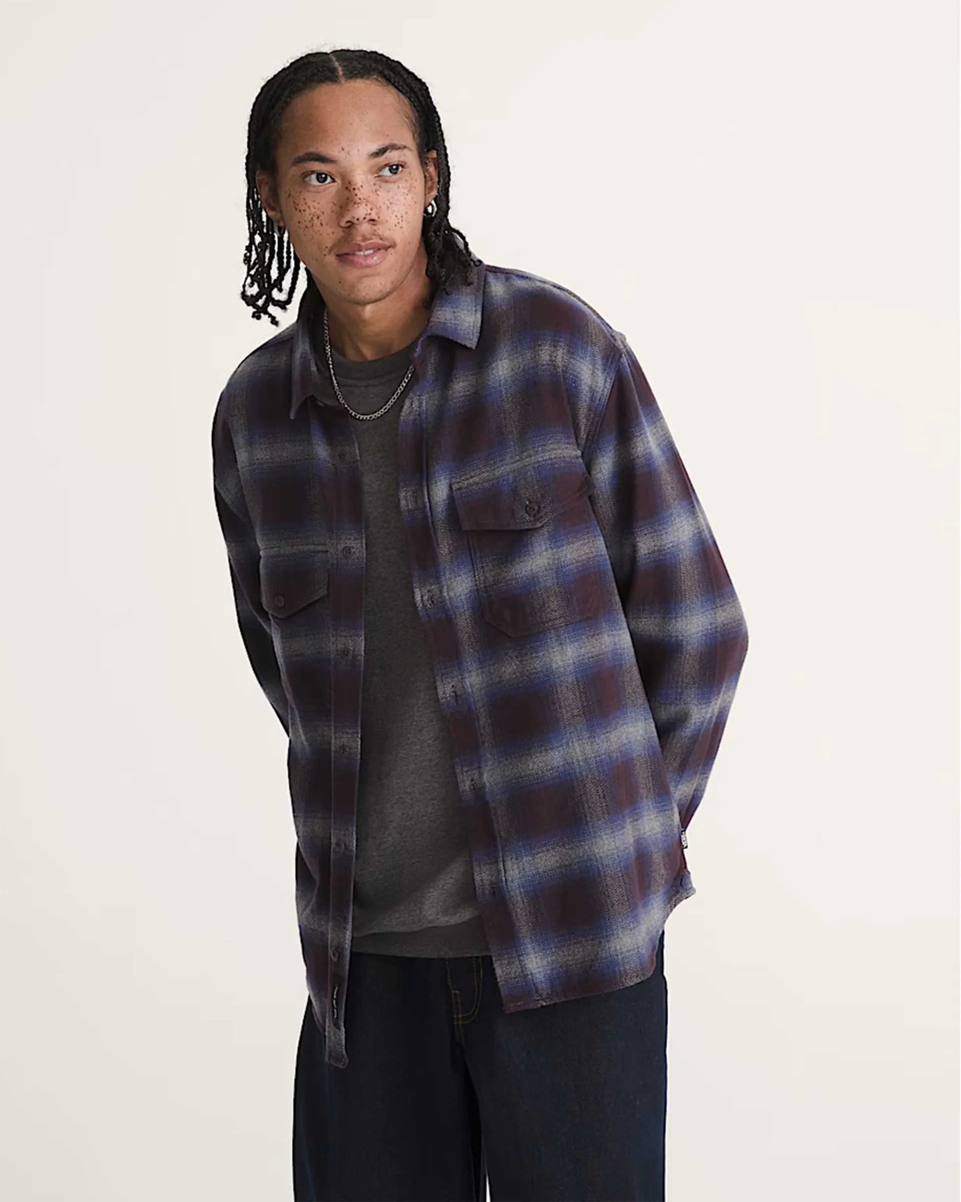 Bixby Plaid Flannel Shirt - Dark Port Red/Pewter Heather Grey - Image 2