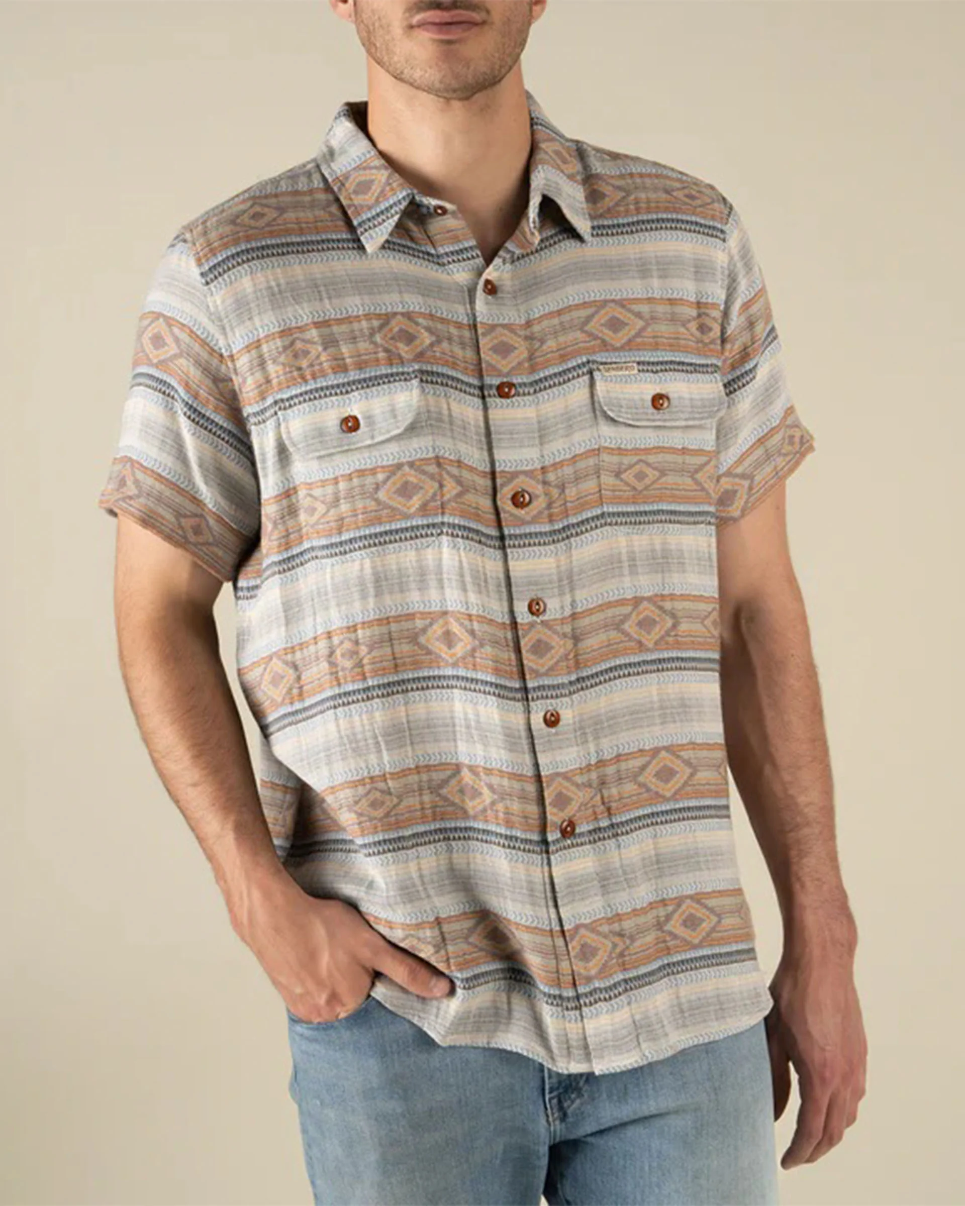 Boquillas S/S Shirt - Sanoita Stripe (Brown/Blue) - Image 2