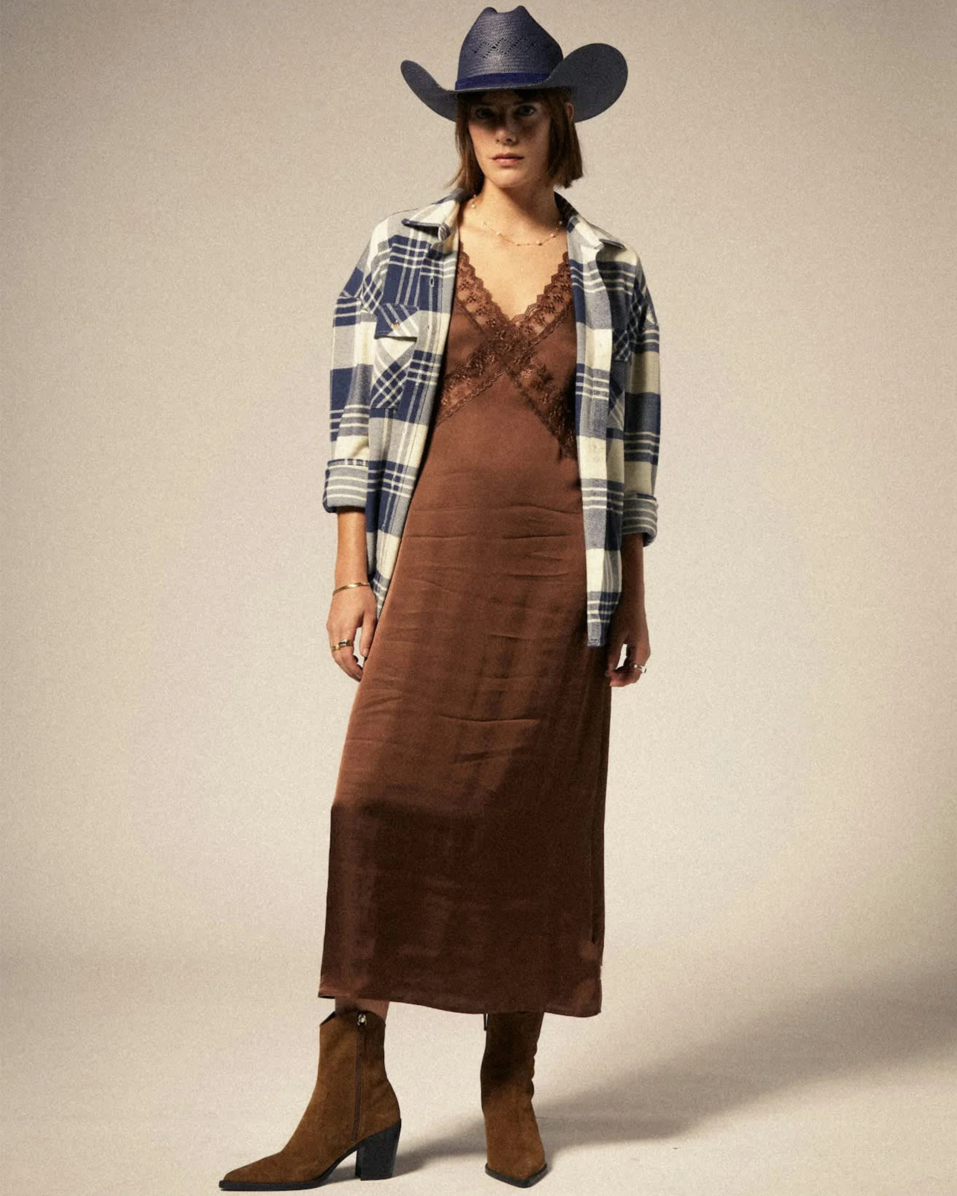 Bowery Classic L/S Flannel - Azure Blue / Whitecap Plaid - Image 3