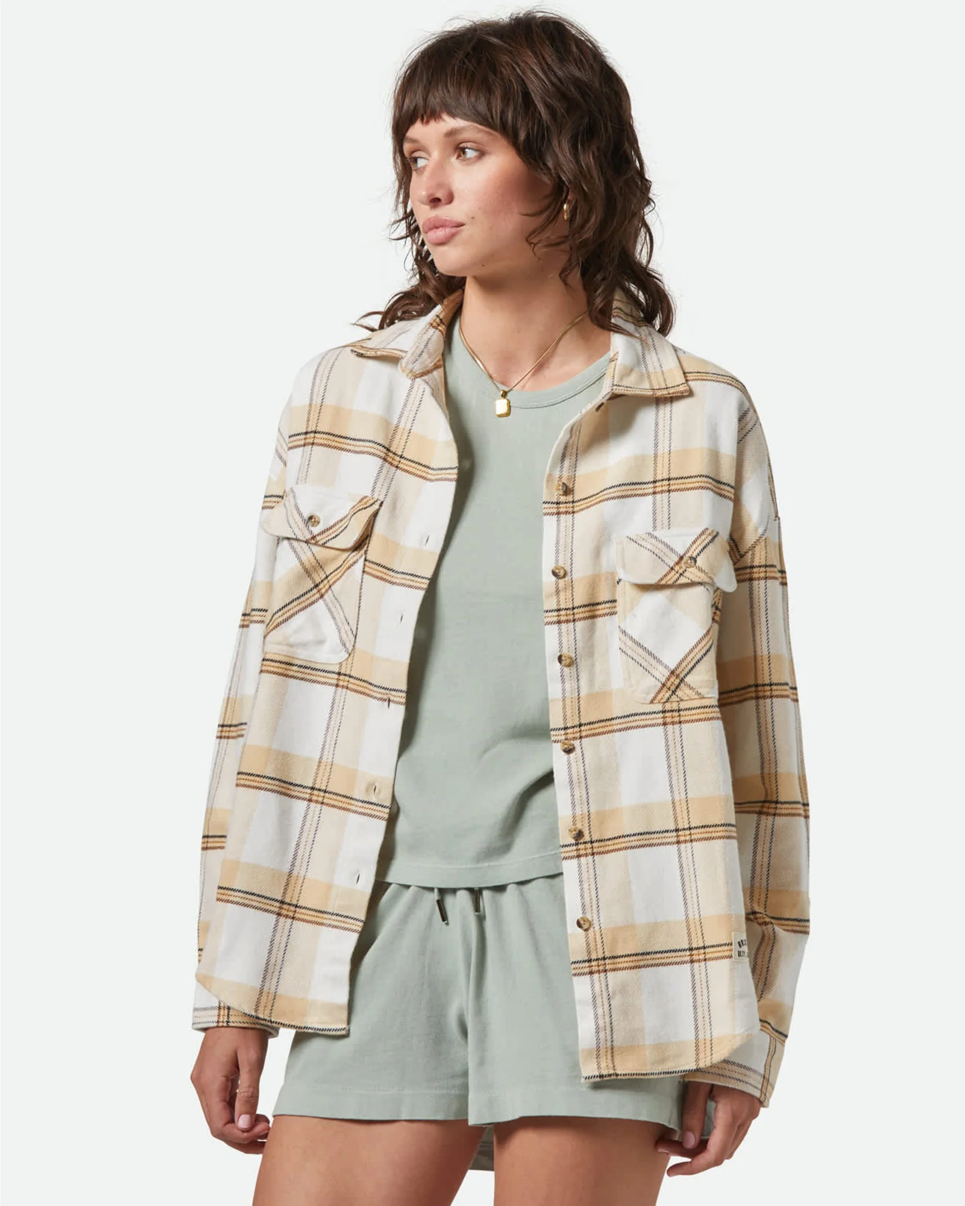 Bowery Classic Flannel - Off White/Semolina/Washed Copper Plaid