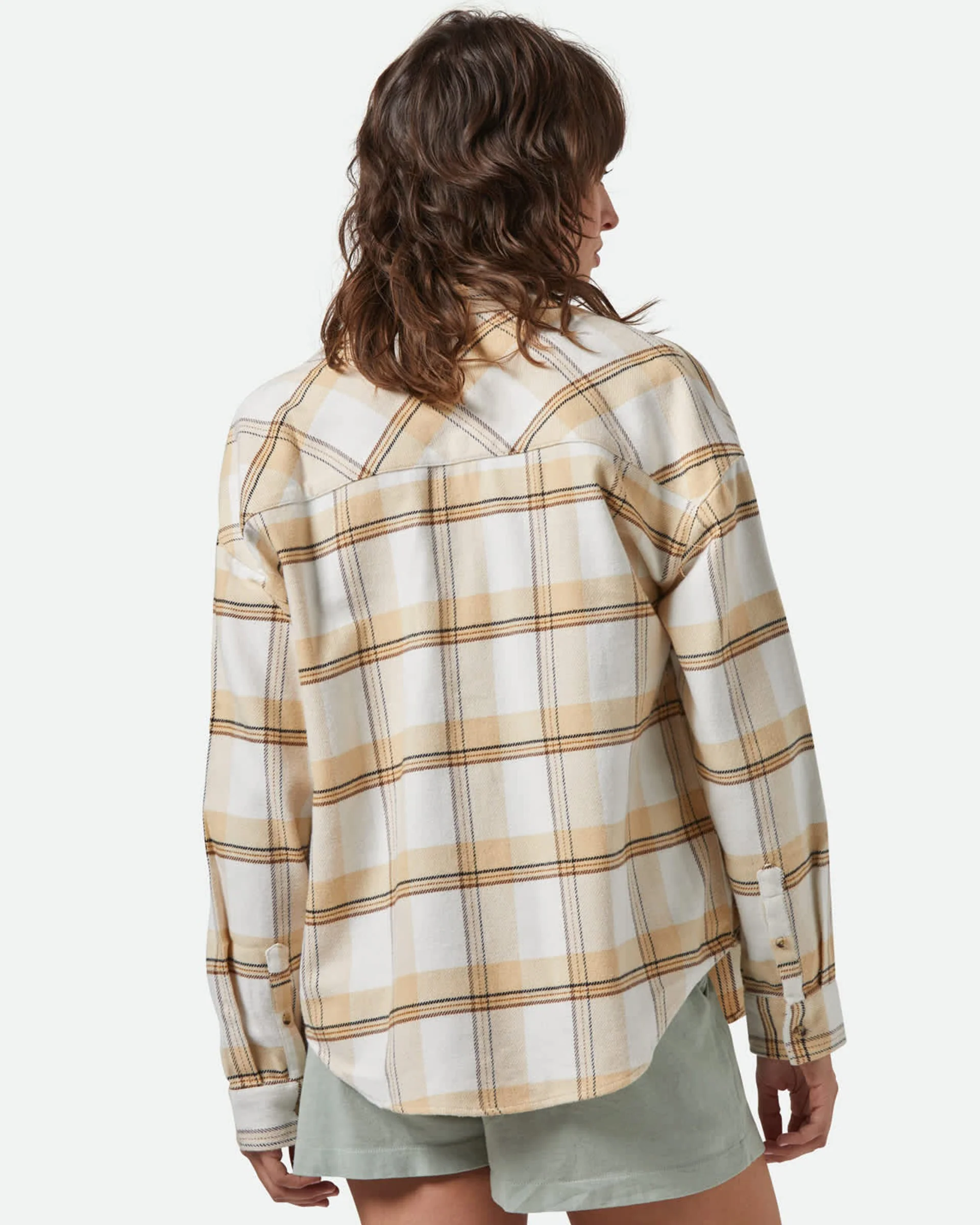 Bowery Classic Flannel - Off White/Semolina/Washed Copper Plaid - Image 4