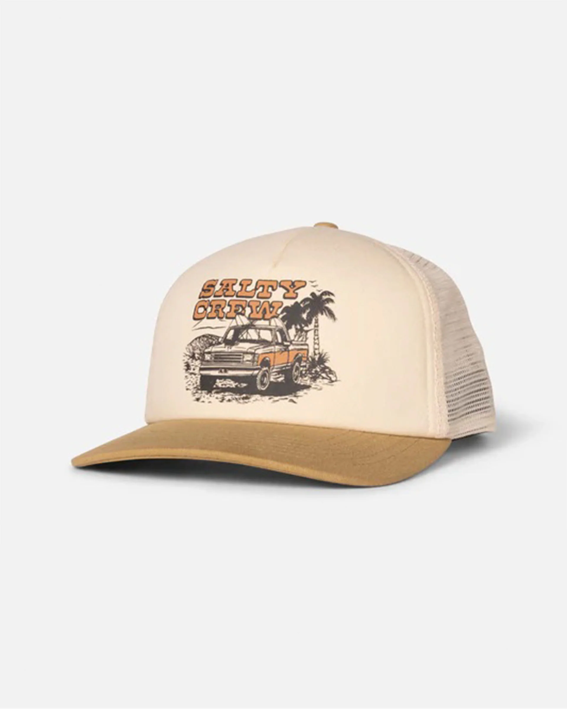 Boy's Good Times Trucker Hat - Off White/Khaki