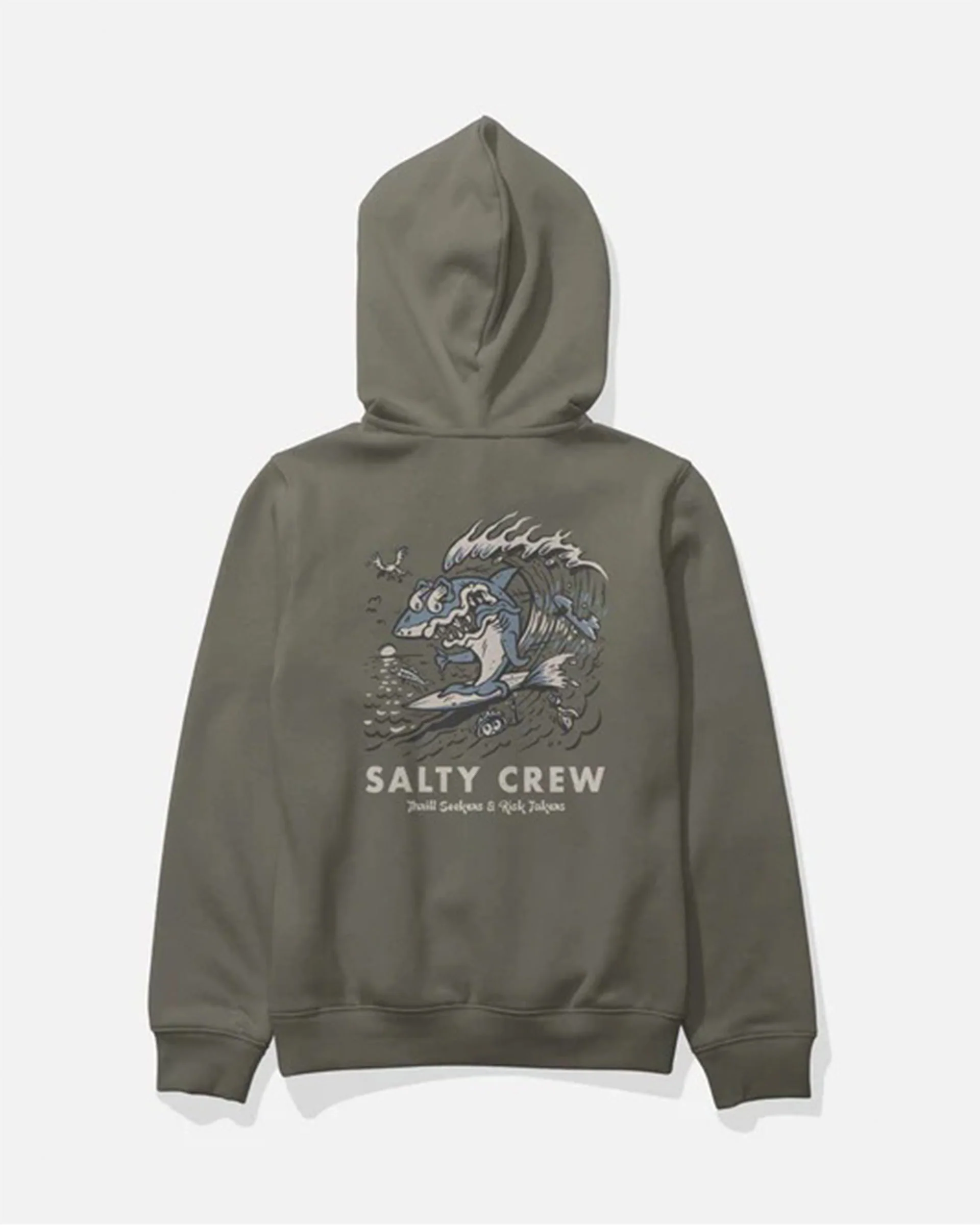 Boy's Surf Shark Fleece Hoodie - Dusty Olive