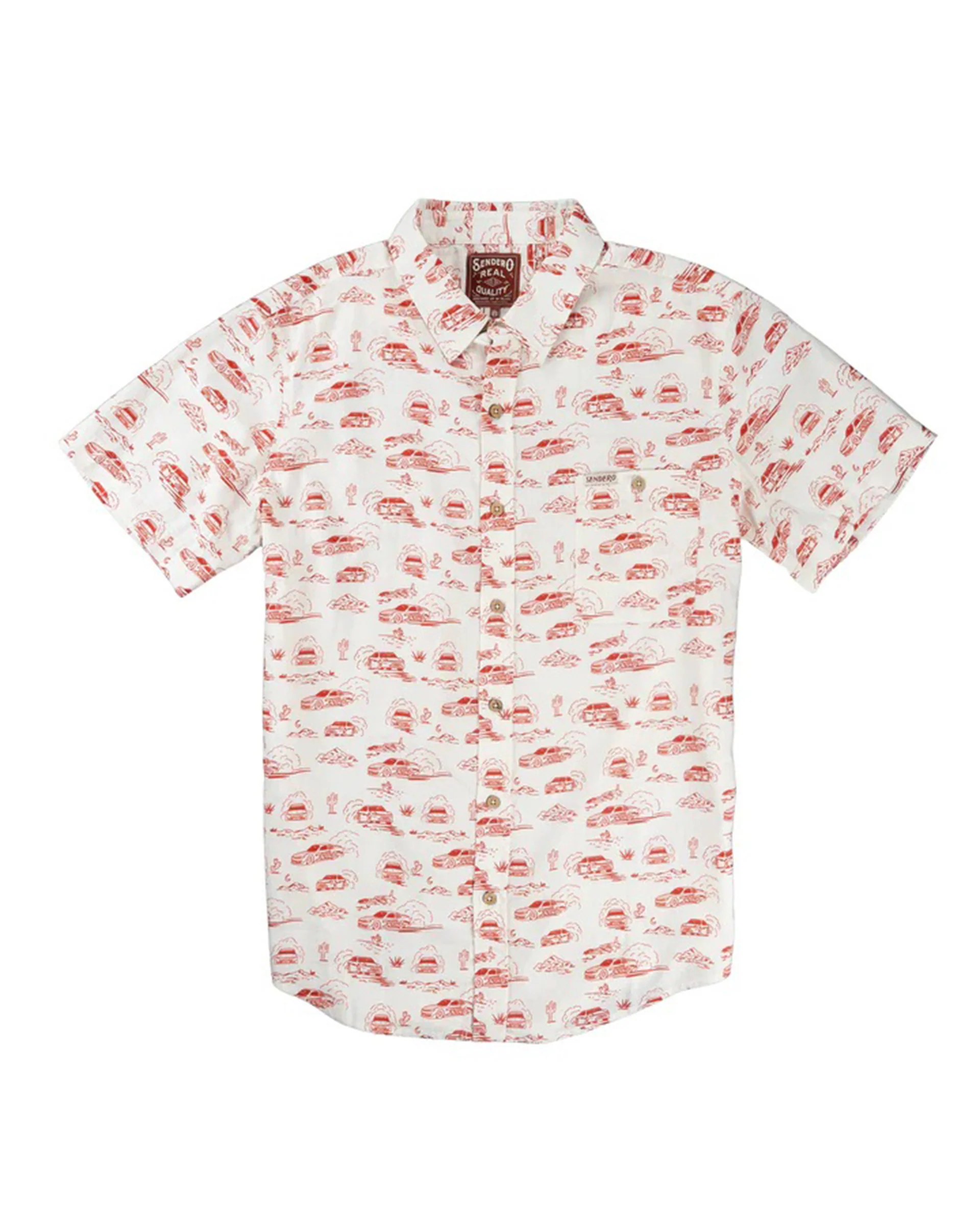 Brad Perez x Sendero City Slicker Button Up Shirt - Red Car Toile