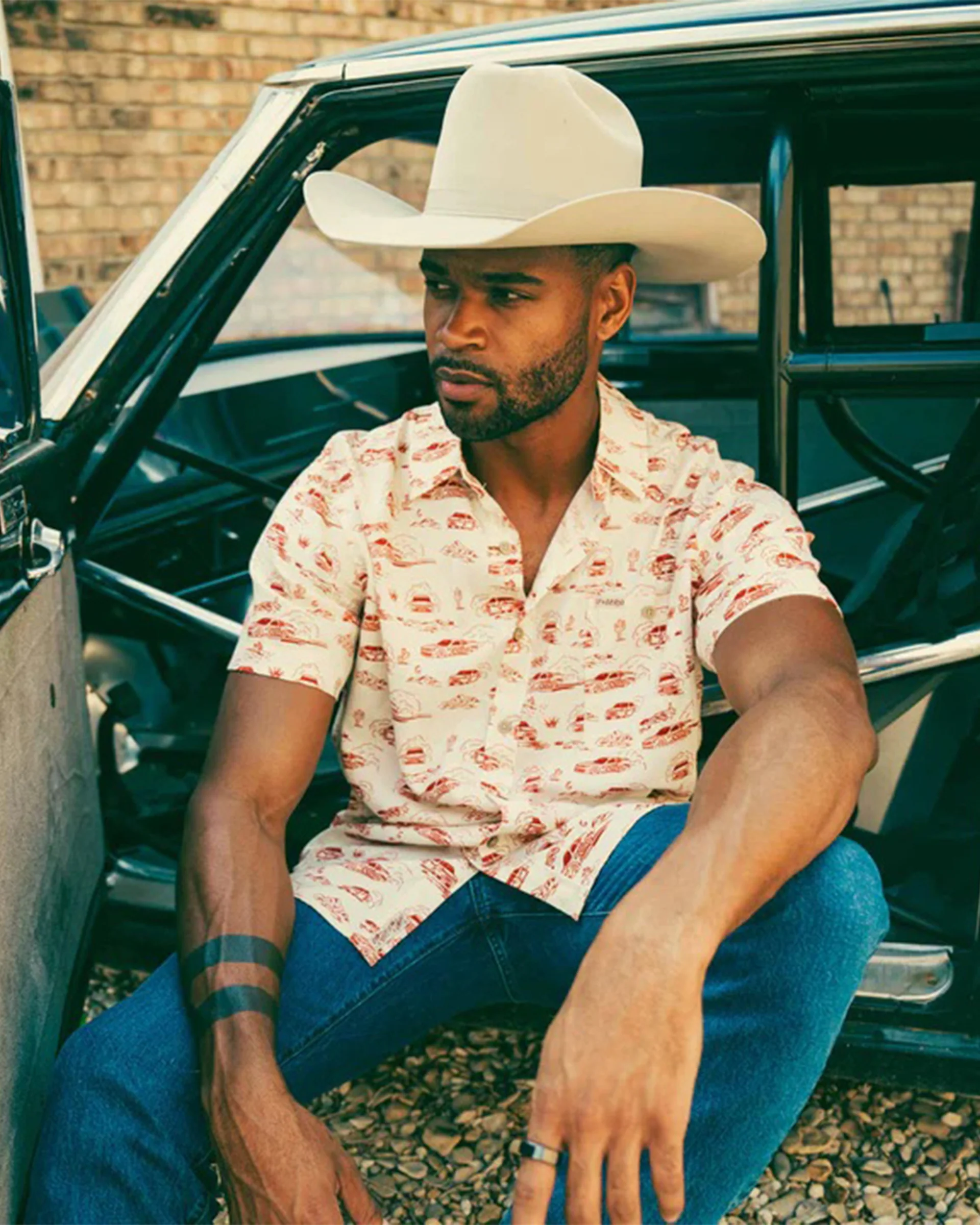 Brad Perez x Sendero City Slicker Button Up Shirt - Red Car Toile - Image 2