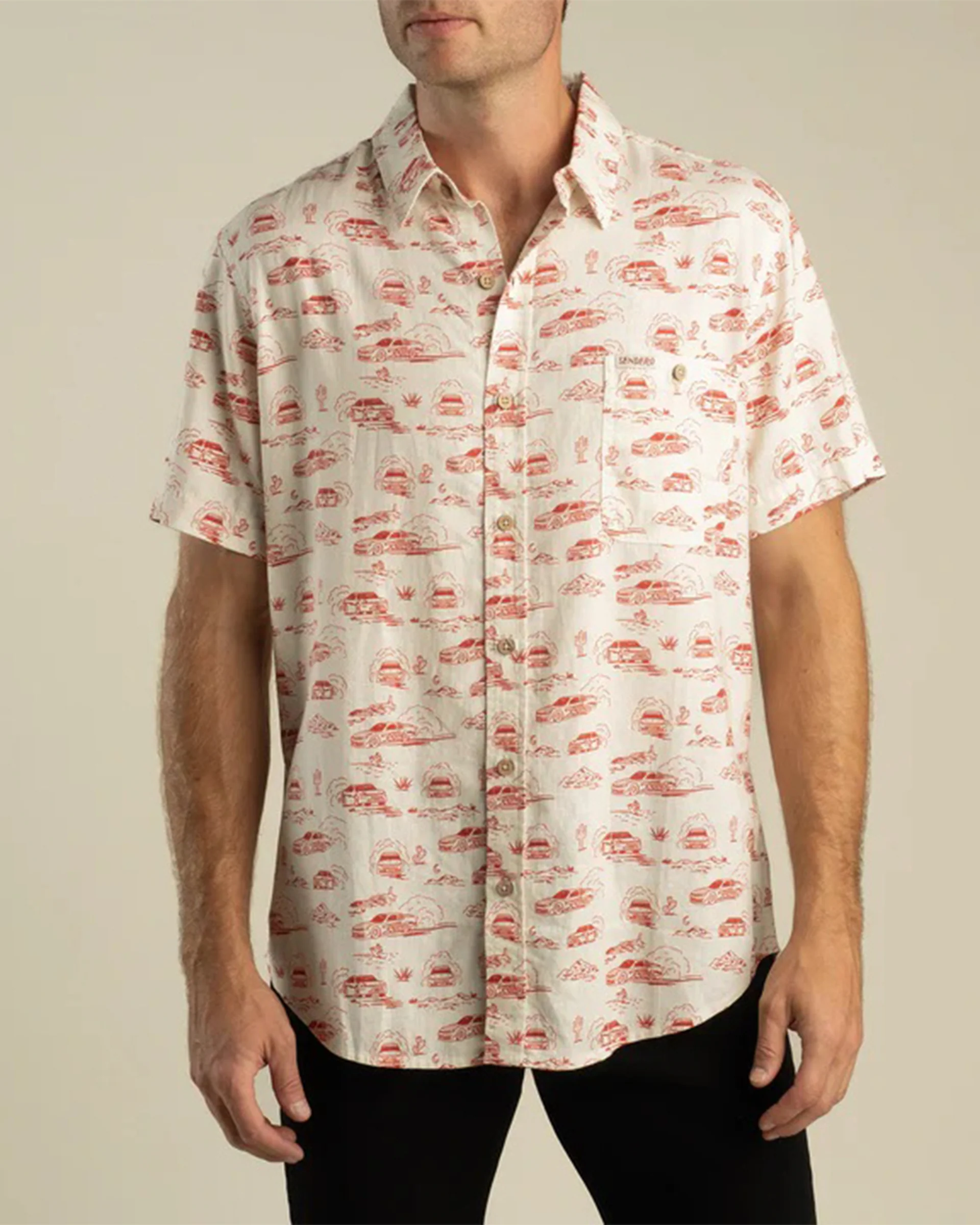 Brad Perez x Sendero City Slicker Button Up Shirt - Red Car Toile - Image 4