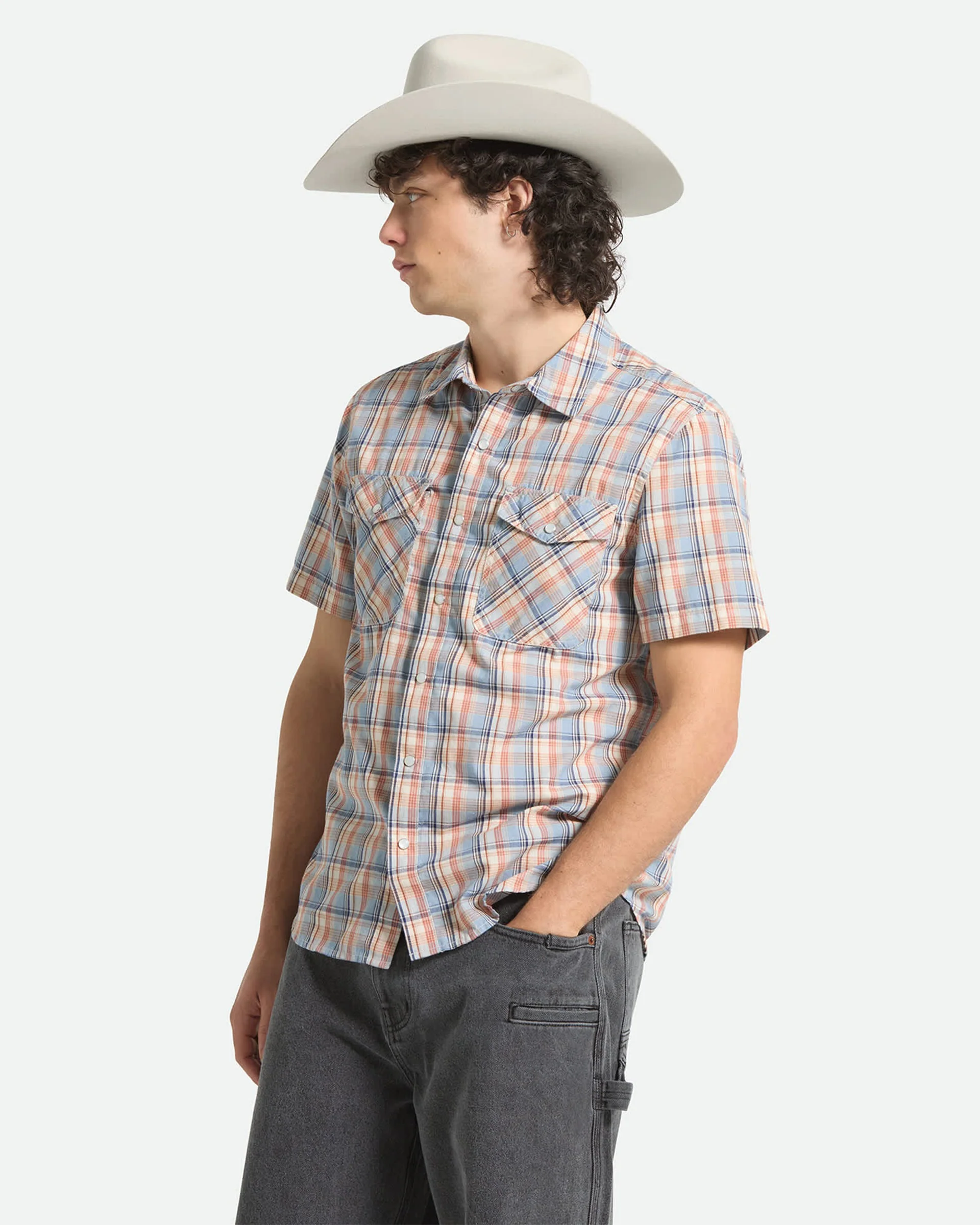 Breezy Wayne S/S Shirt - Blue Multi Plaid - Image 3