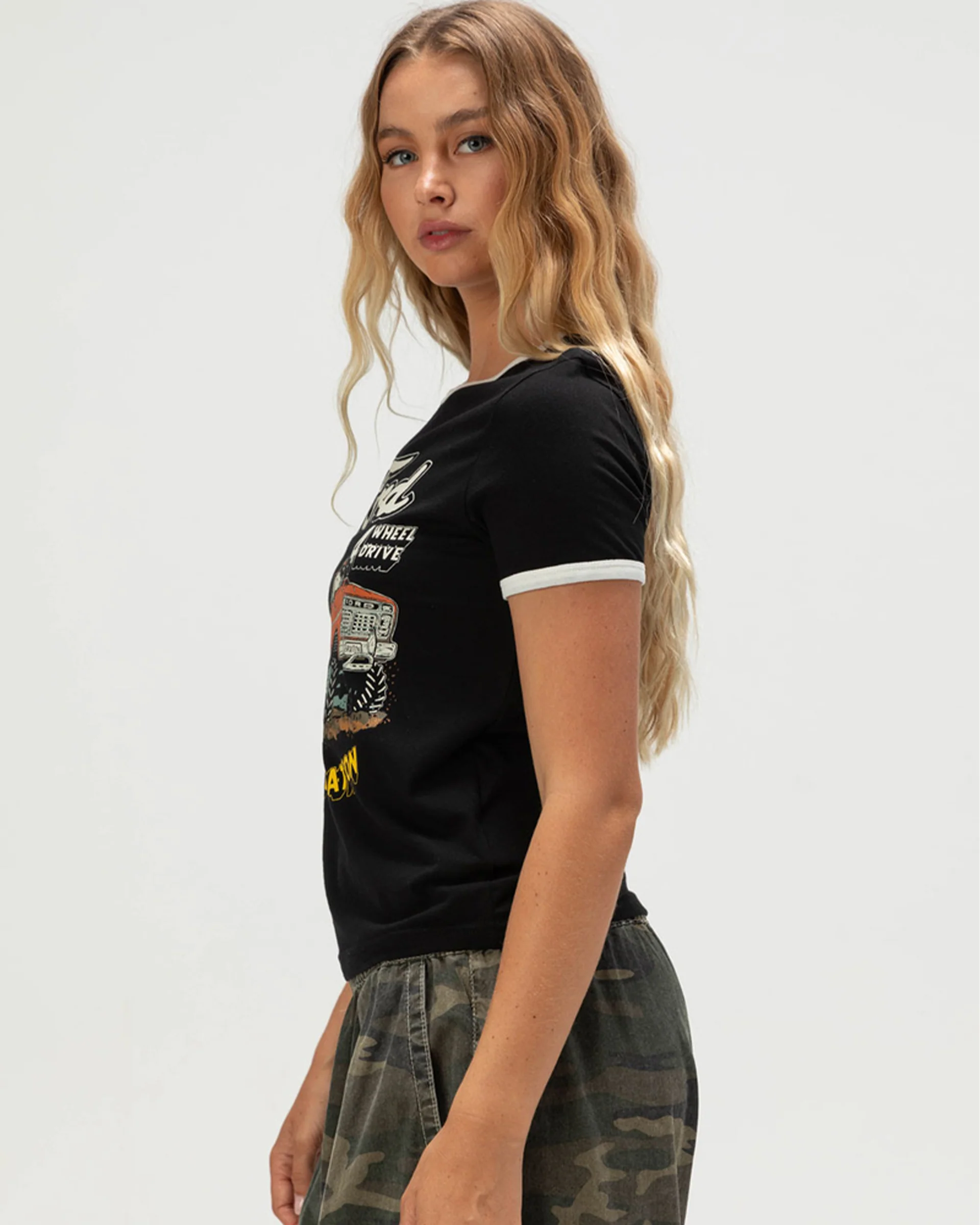 Brixton x Ford Mud Marathon S/S Ringer T-Shirt - Burnt Rubber - Image 3