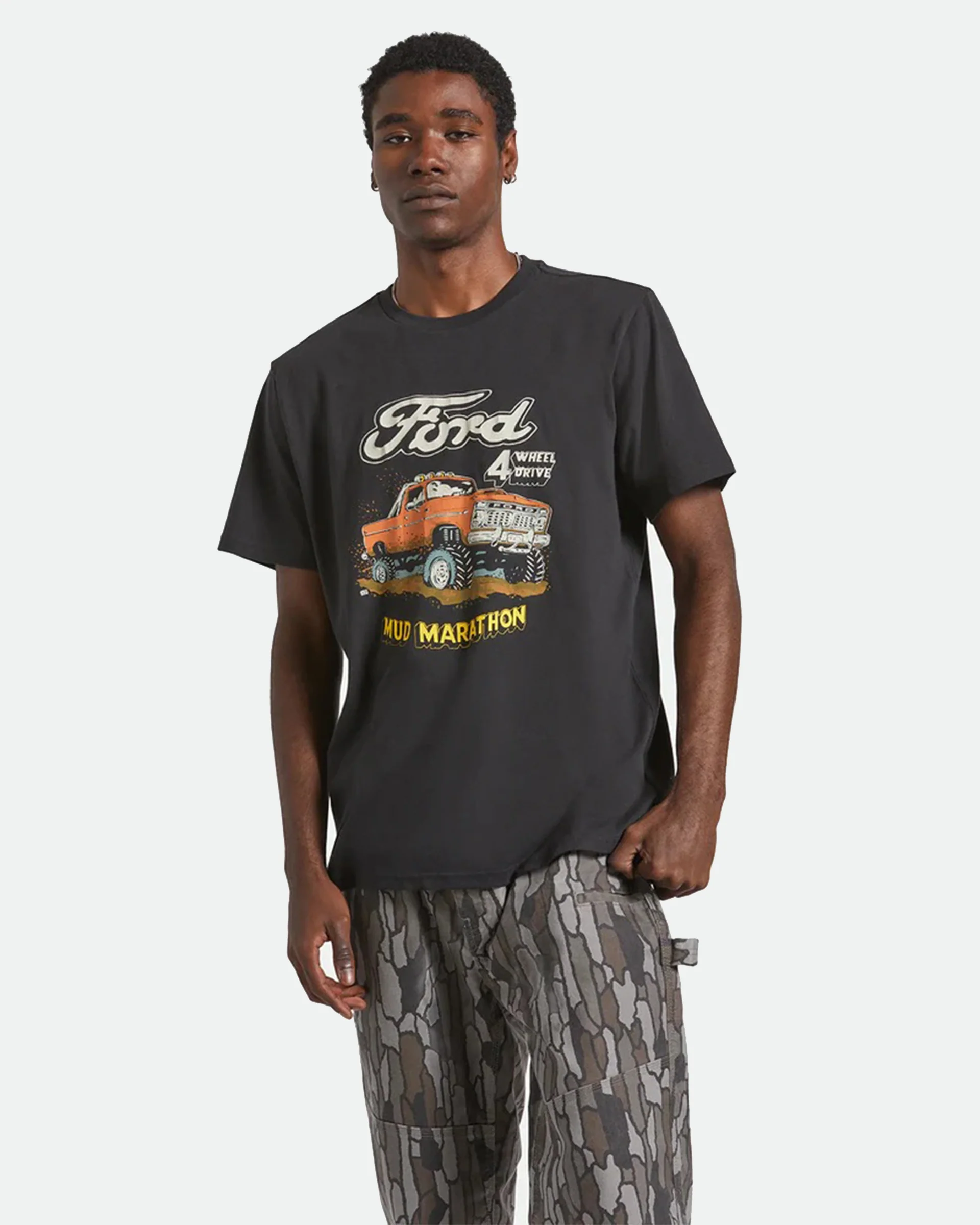 Brixton x Ford Mud Marathon S/S Standard T-Shirt - Burnt Rubber - Image 2