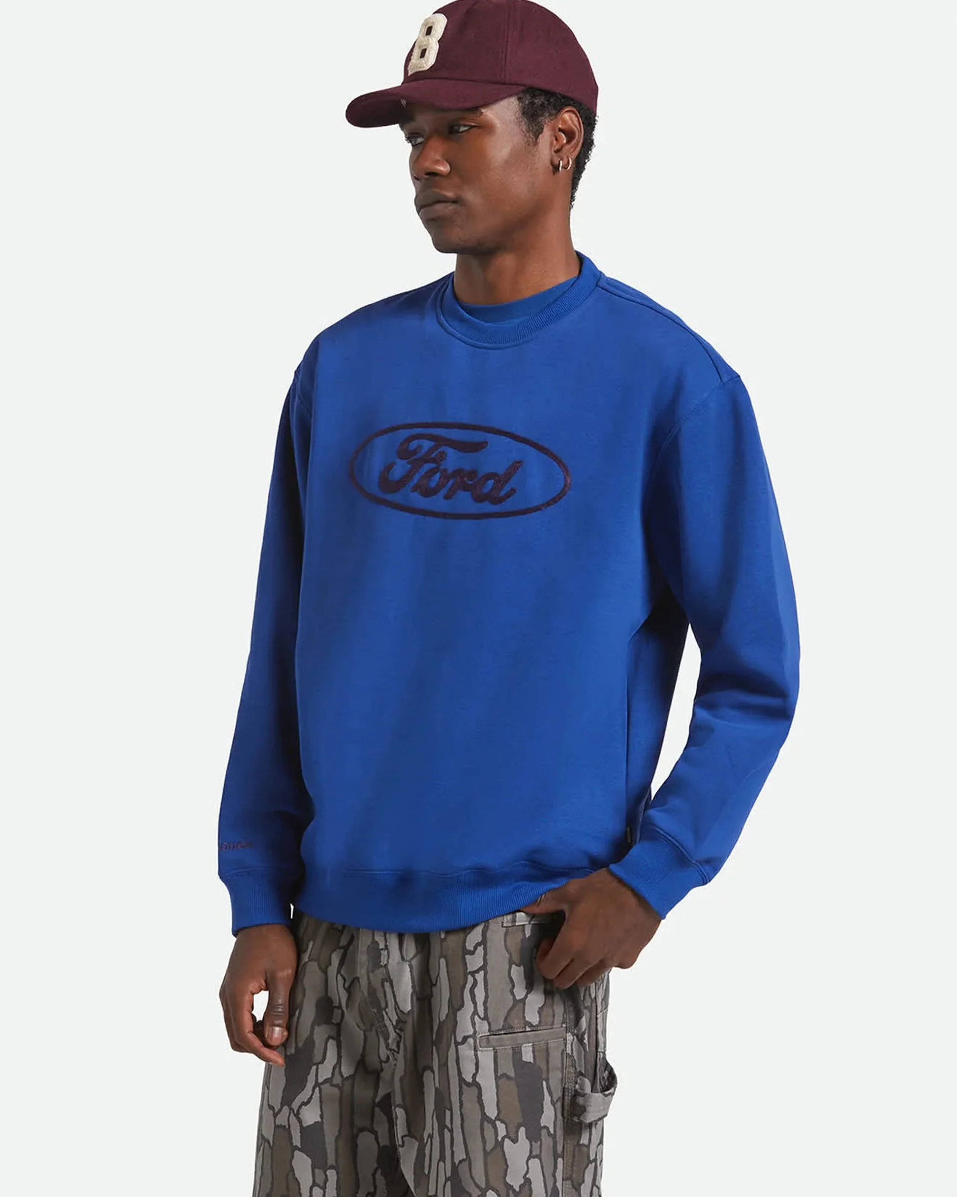 Brixton x Ford Number One Fleece Crewneck - Ford Blue - Image 3