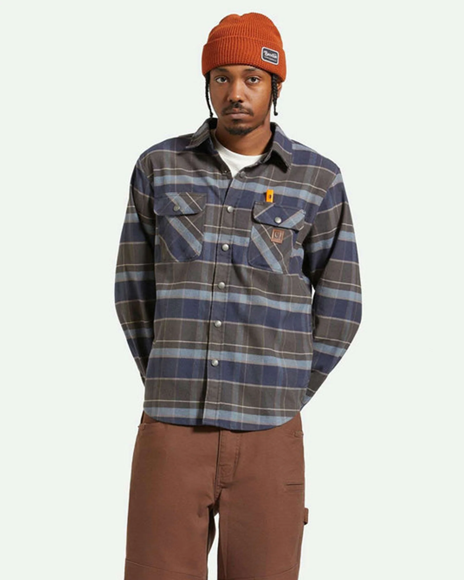 Builders Bowery Stretch Water Resistant Flannel - Washed Navy/Black/Coronet Blue - Image 2