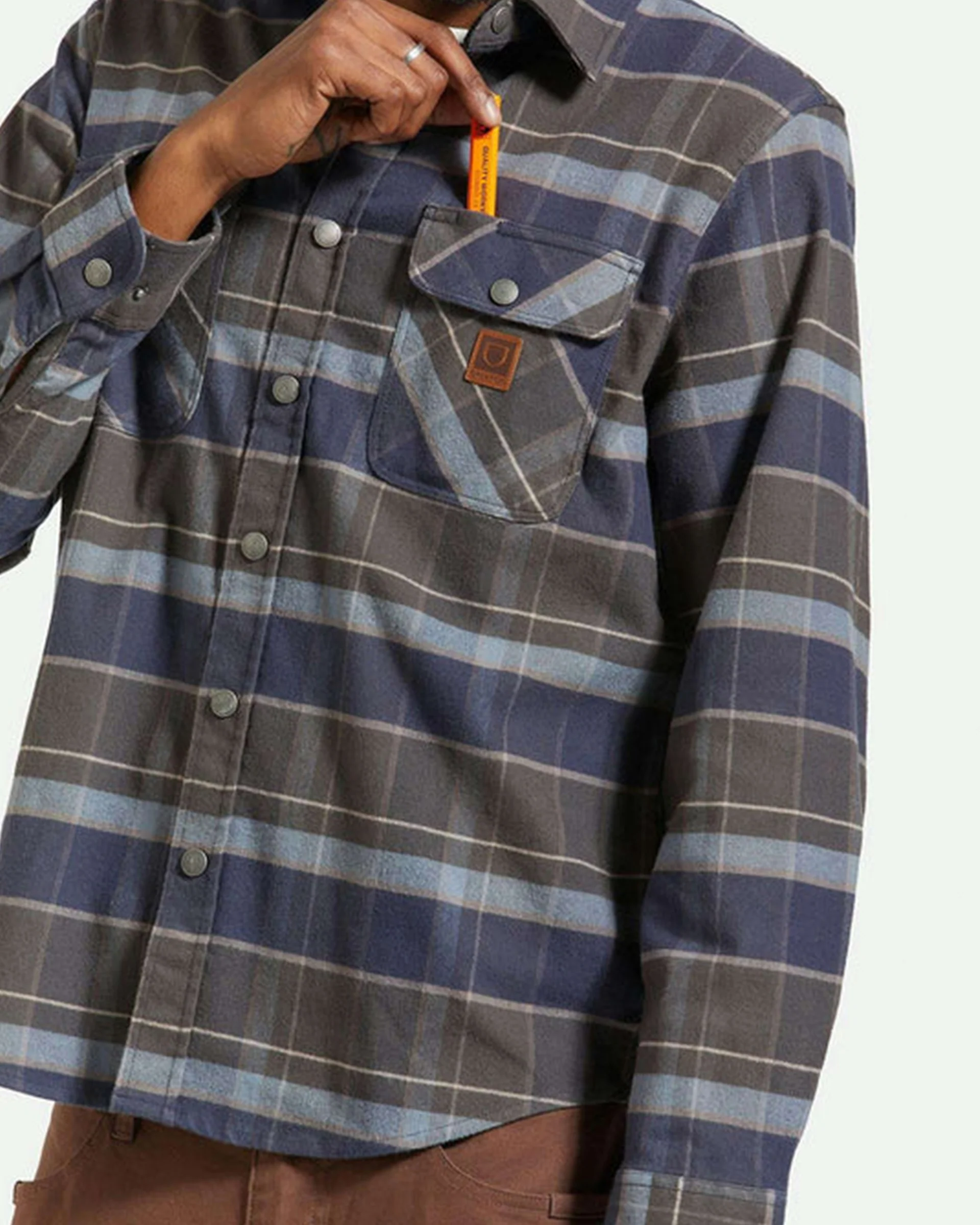 Builders Bowery Stretch Water Resistant Flannel - Washed Navy/Black/Coronet Blue - Image 3