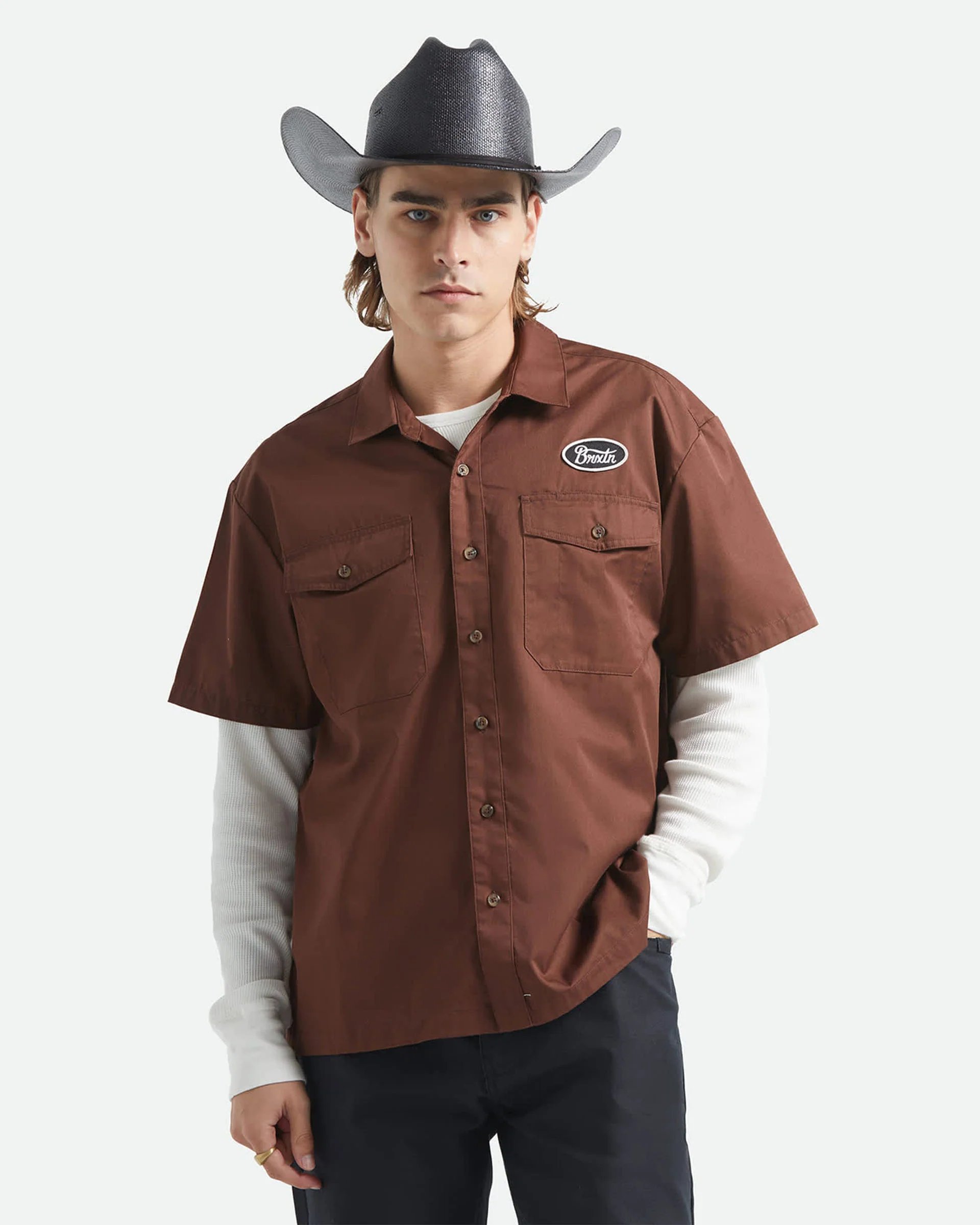 Builders Olson S/S Shirt - Chocolate - Image 2