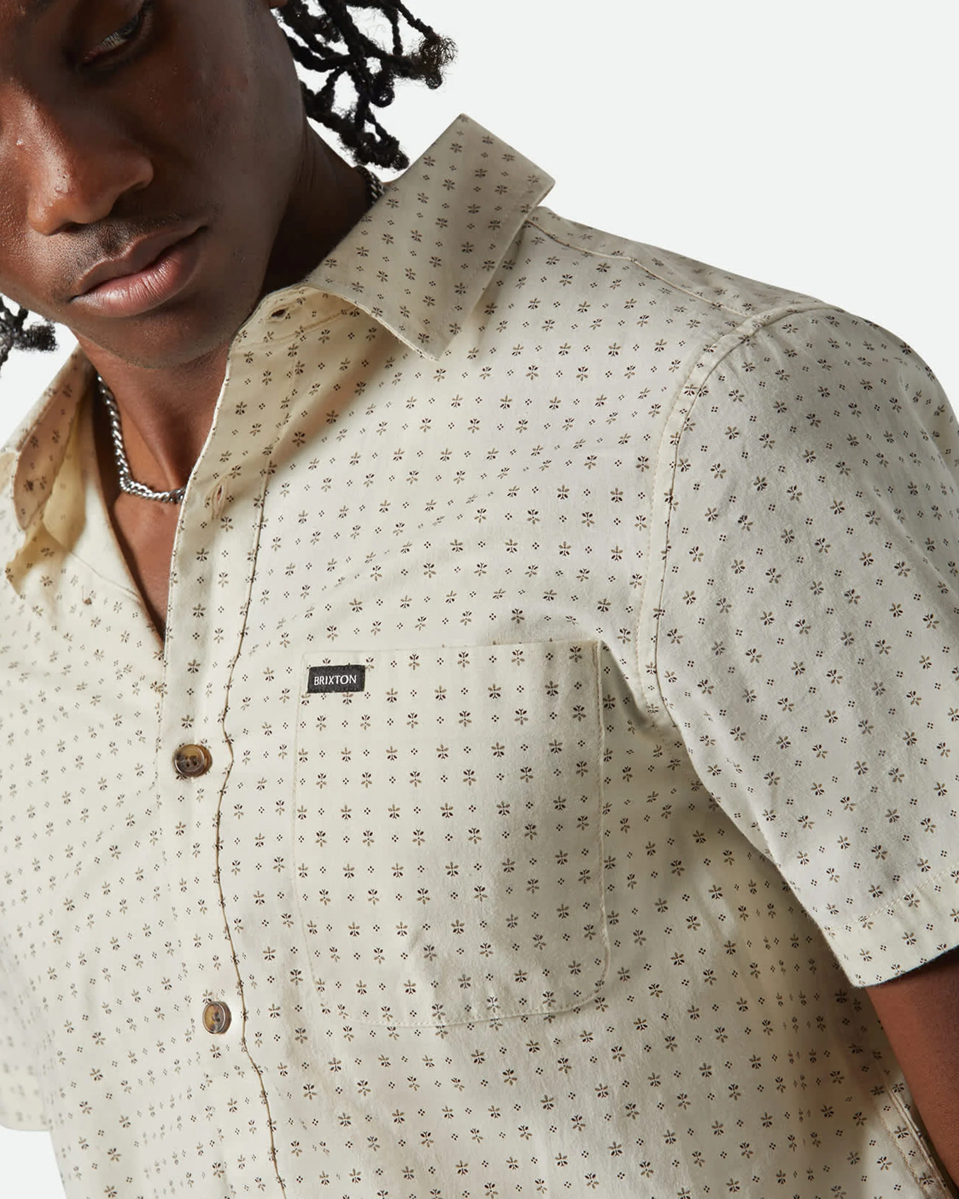 Charter Print S/S Shirt - Off White / Micro Floral - Image 5