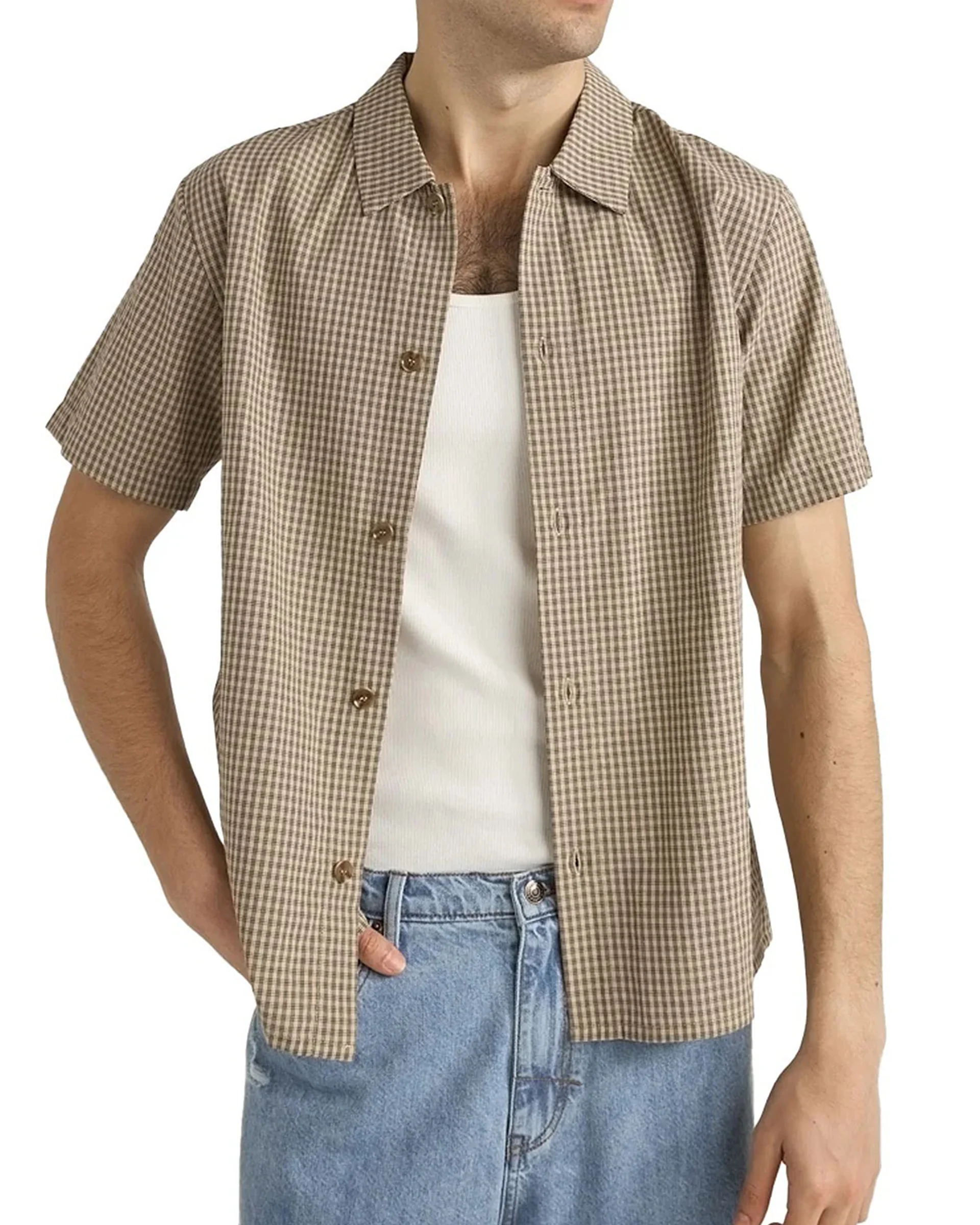 Check S/S Shirt - Sand