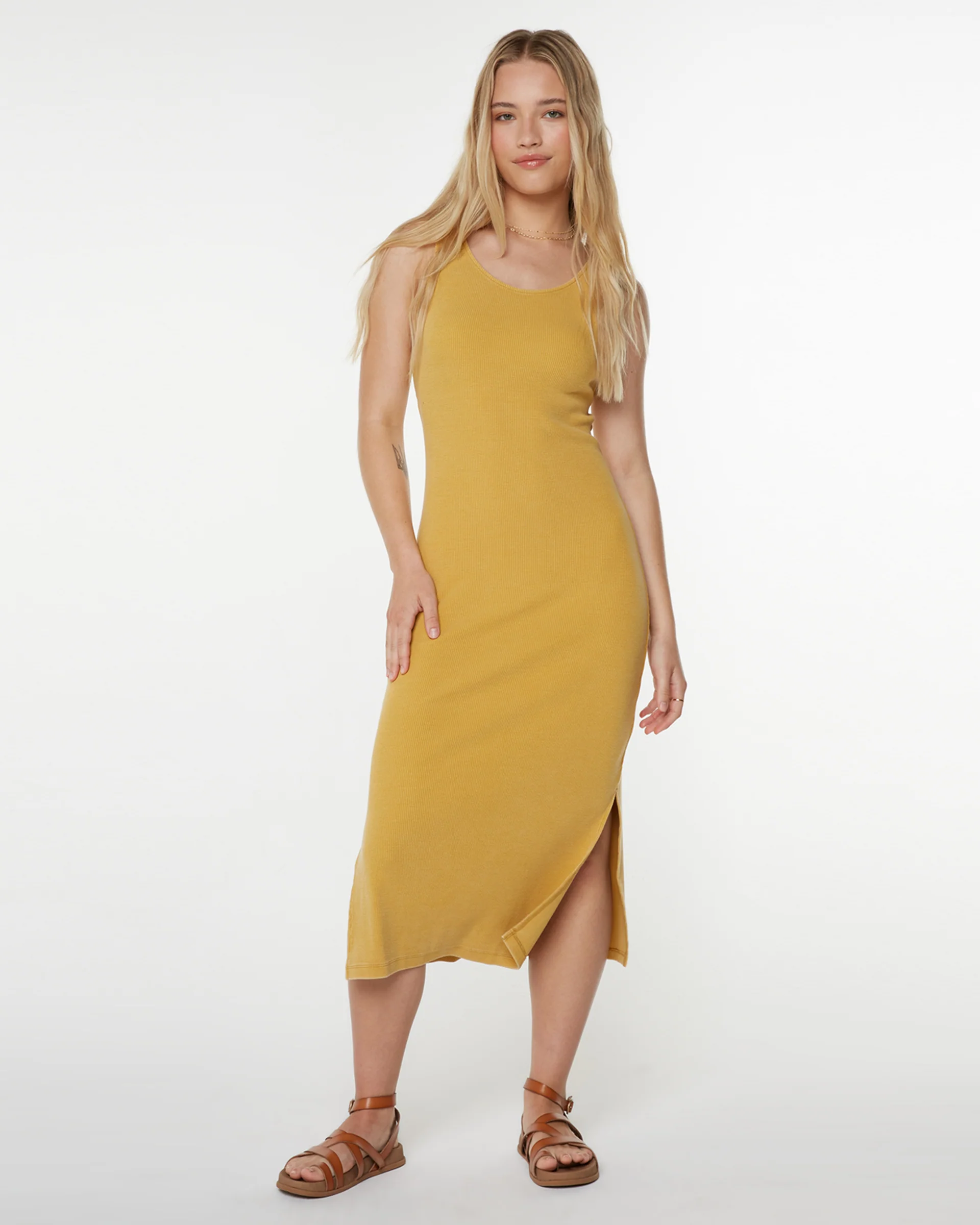 City Lights Midi Dress - Amber Gold Solid - Image 3