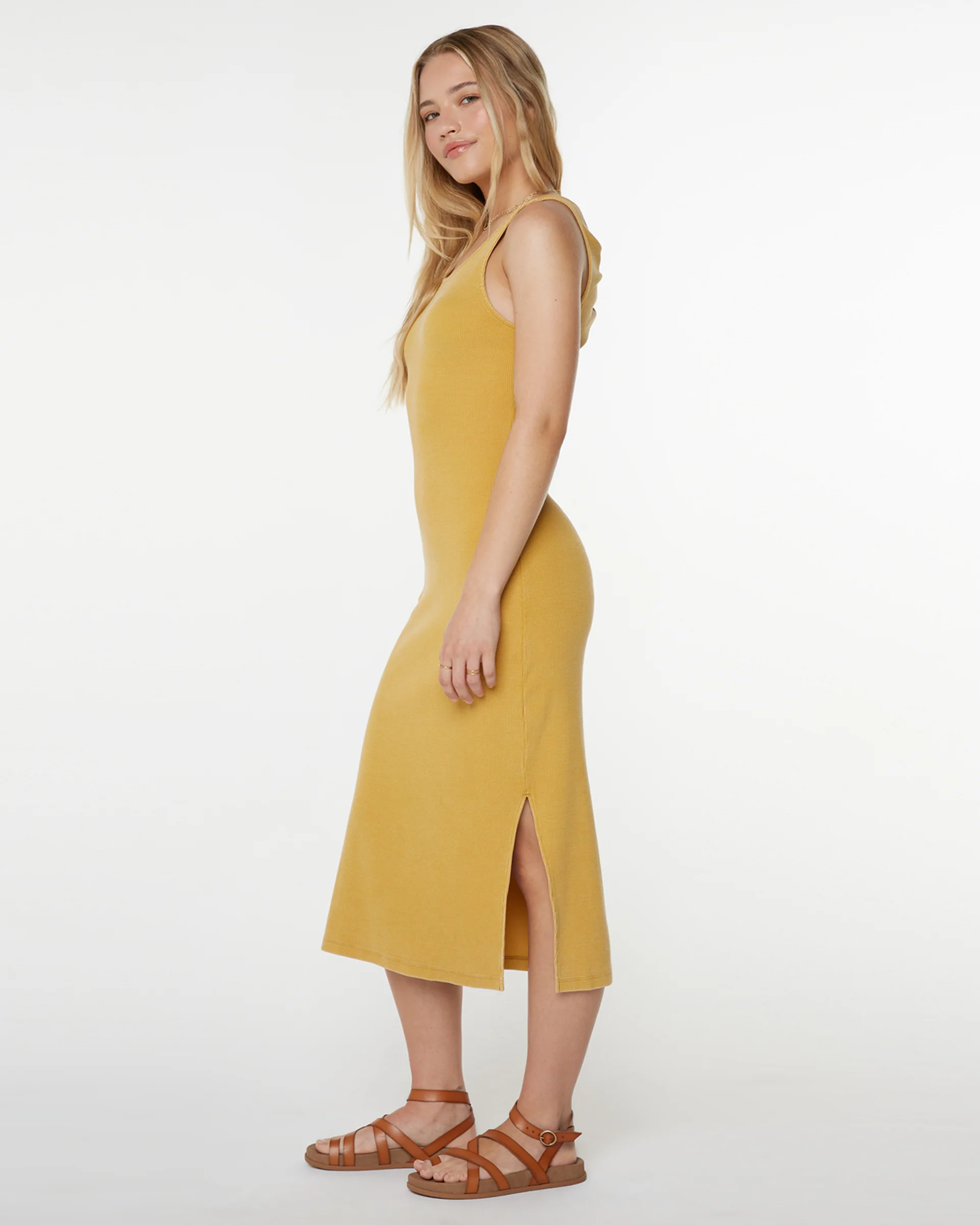 City Lights Midi Dress - Amber Gold Solid - Image 5