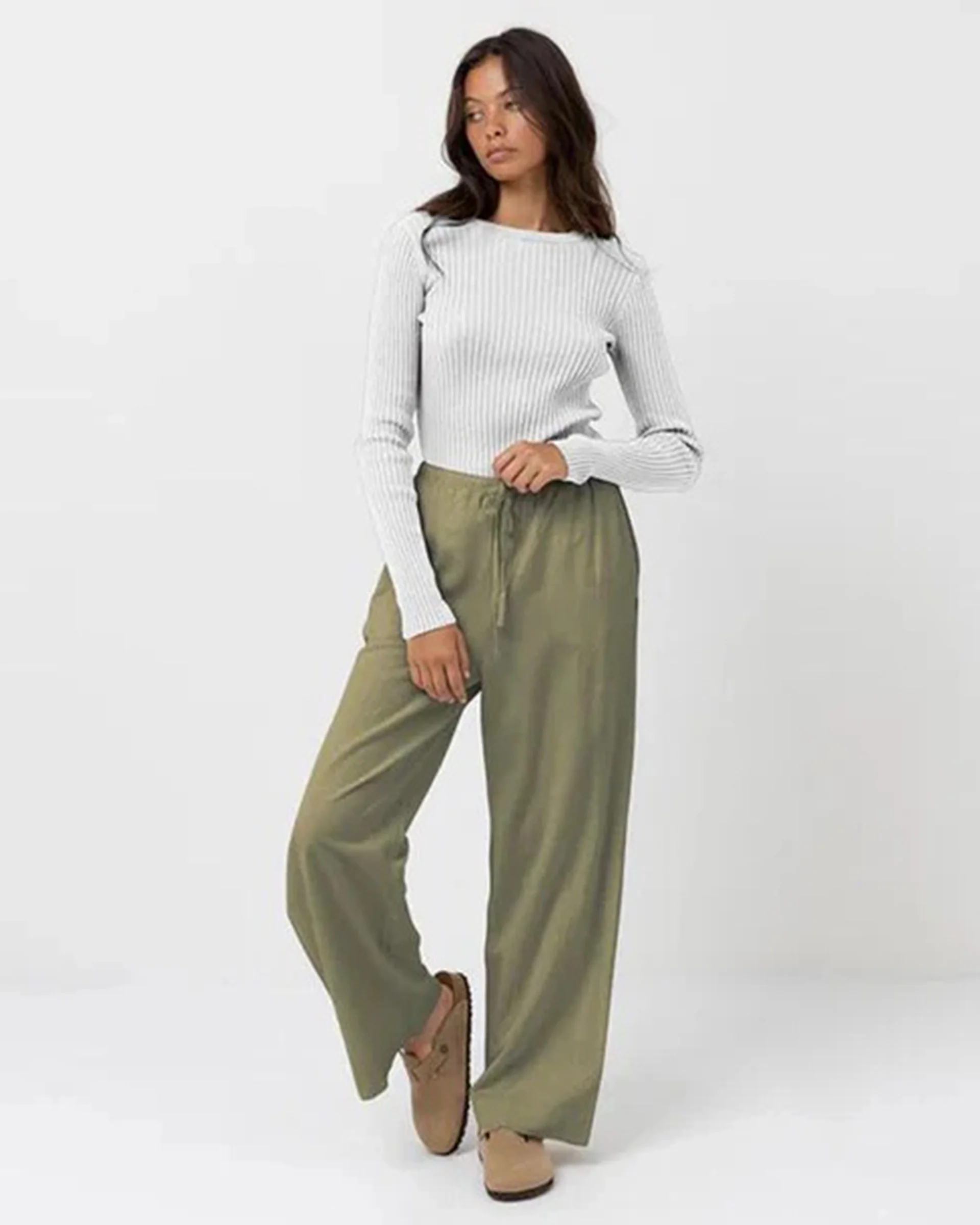 Classic Drawstring Pant - Olive - Image 3