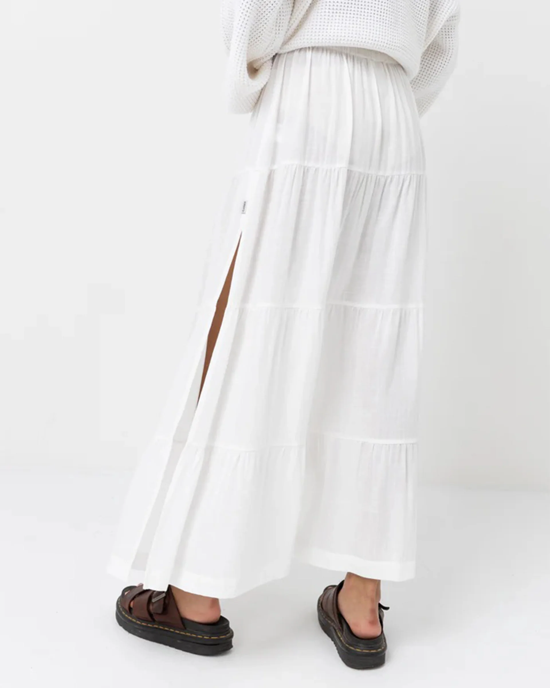 Classic Tiered Maxi Skirt - White - Image 4