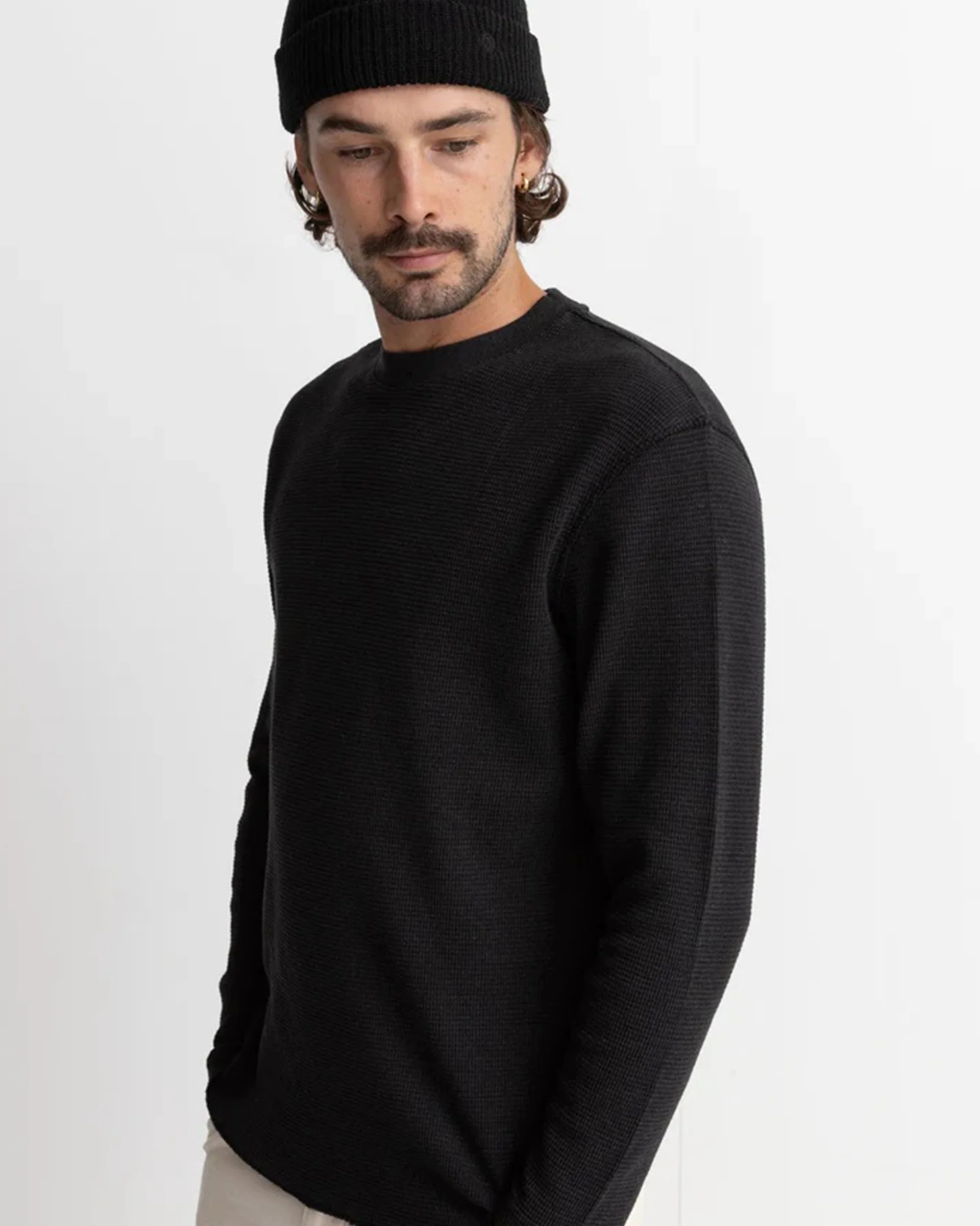 Classic Waffle Knit - Black - Image 3