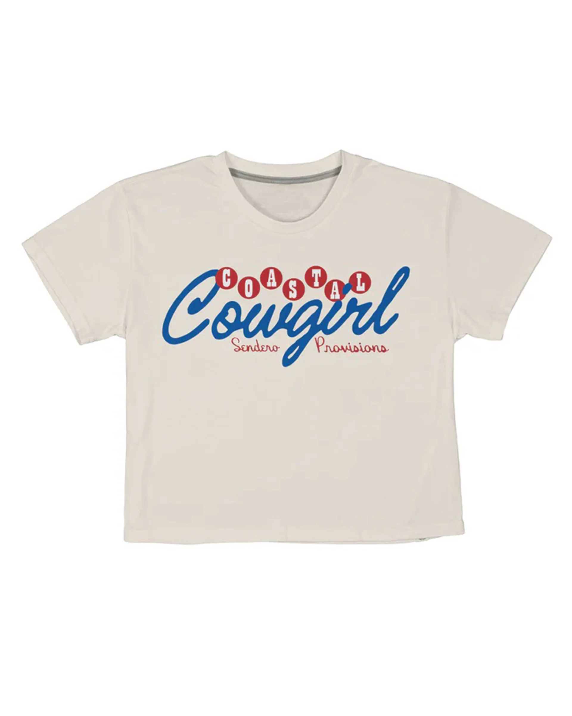 Coastal Cowgirl Boxy Tee - Vintage White/Blue Print - Image 2