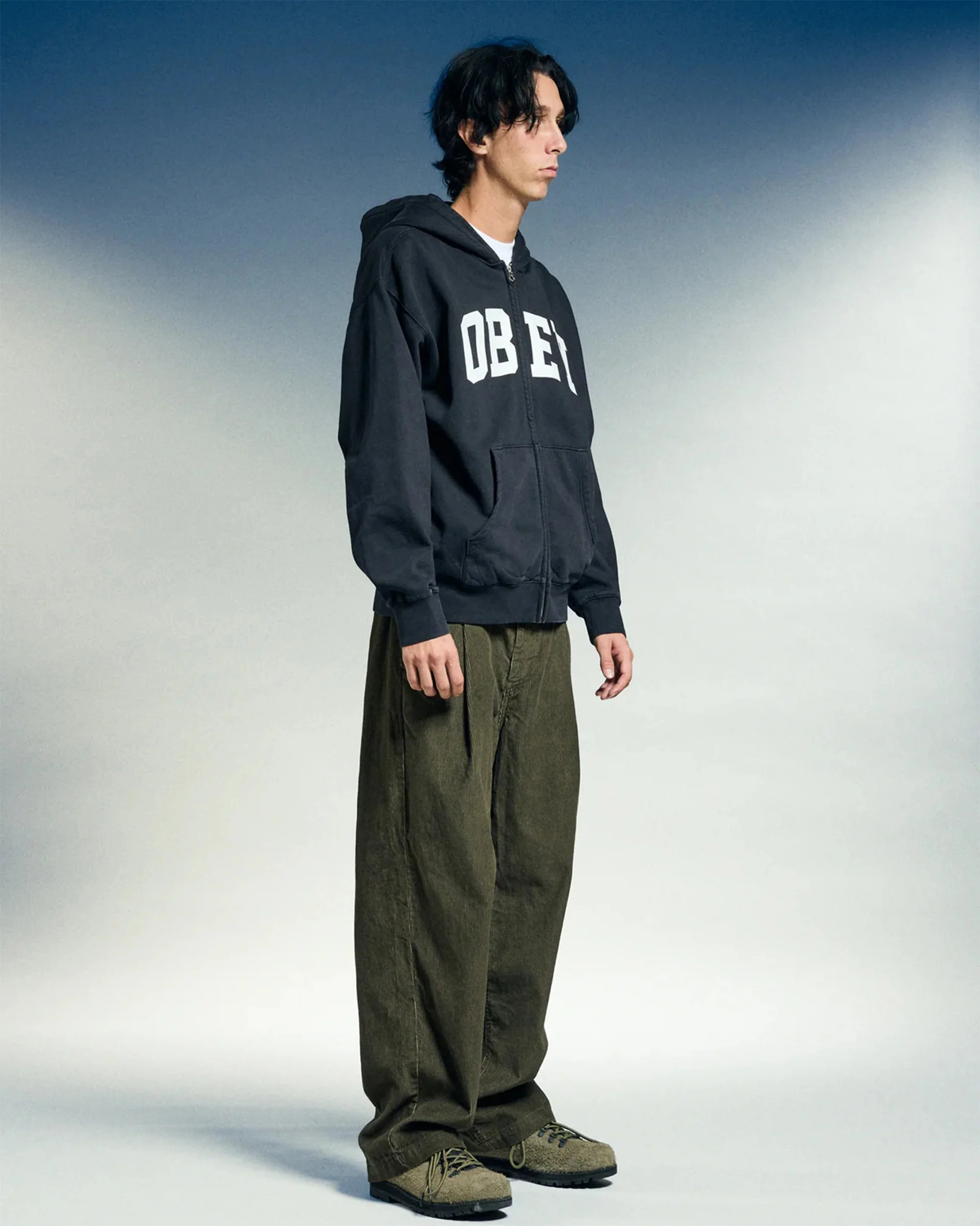 Control Faded Zip Hoodie - Digital Black Faded Wash - Image 4