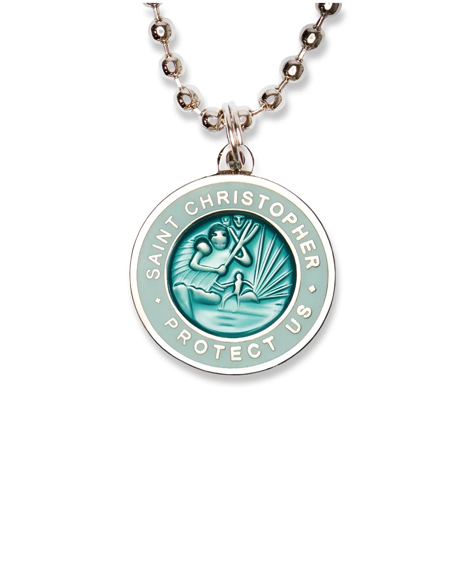 St. Christopher Necklace - Turquoise/ Sky Blue - Image 3