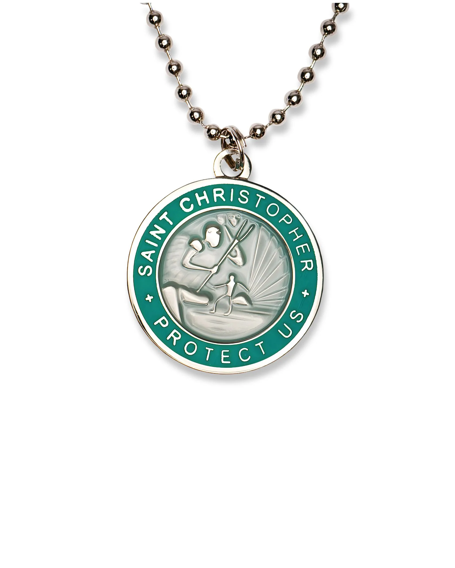 St. Christopher Necklace - Baby Blue/ Turquoise - Image 3