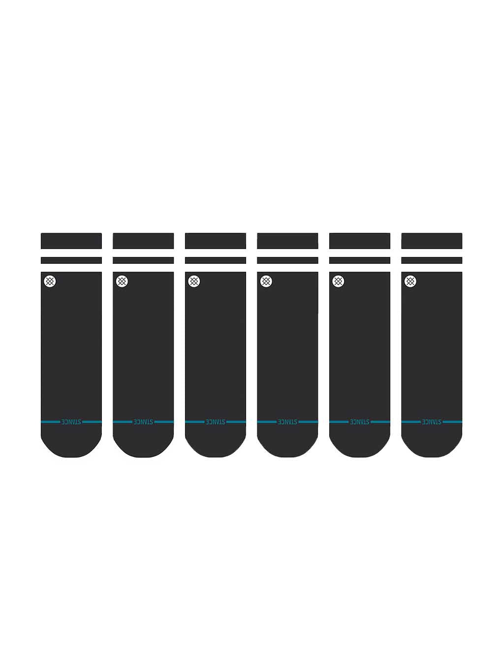 Core 6 Pack Crew Socks - Black - Image 2