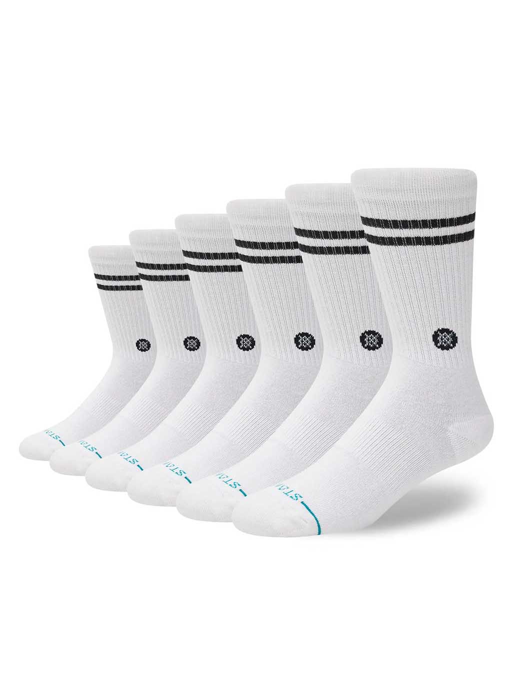 Core 6 Pack Crew Socks - White