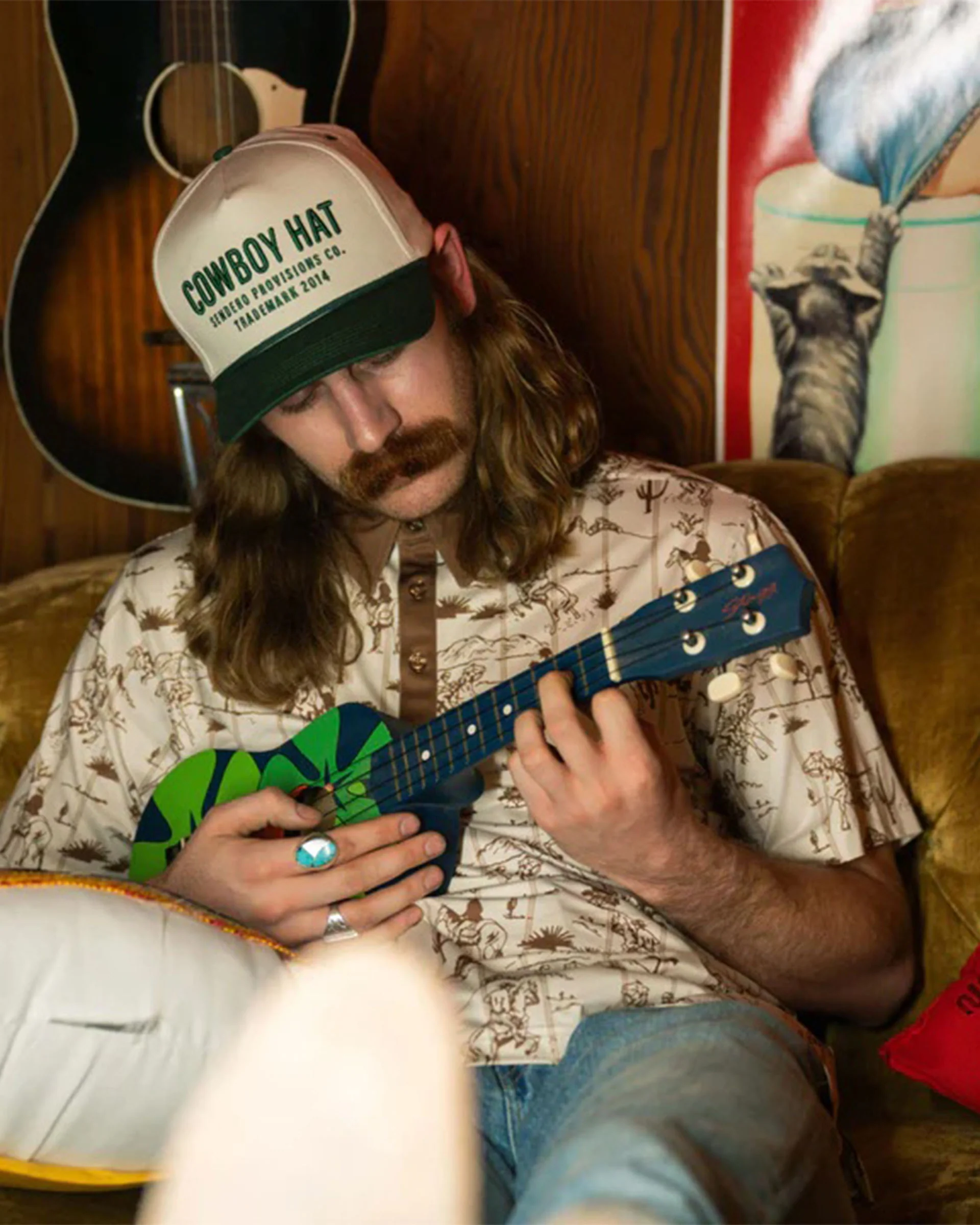 Cowboy Hat - Cream/Green - Image 2