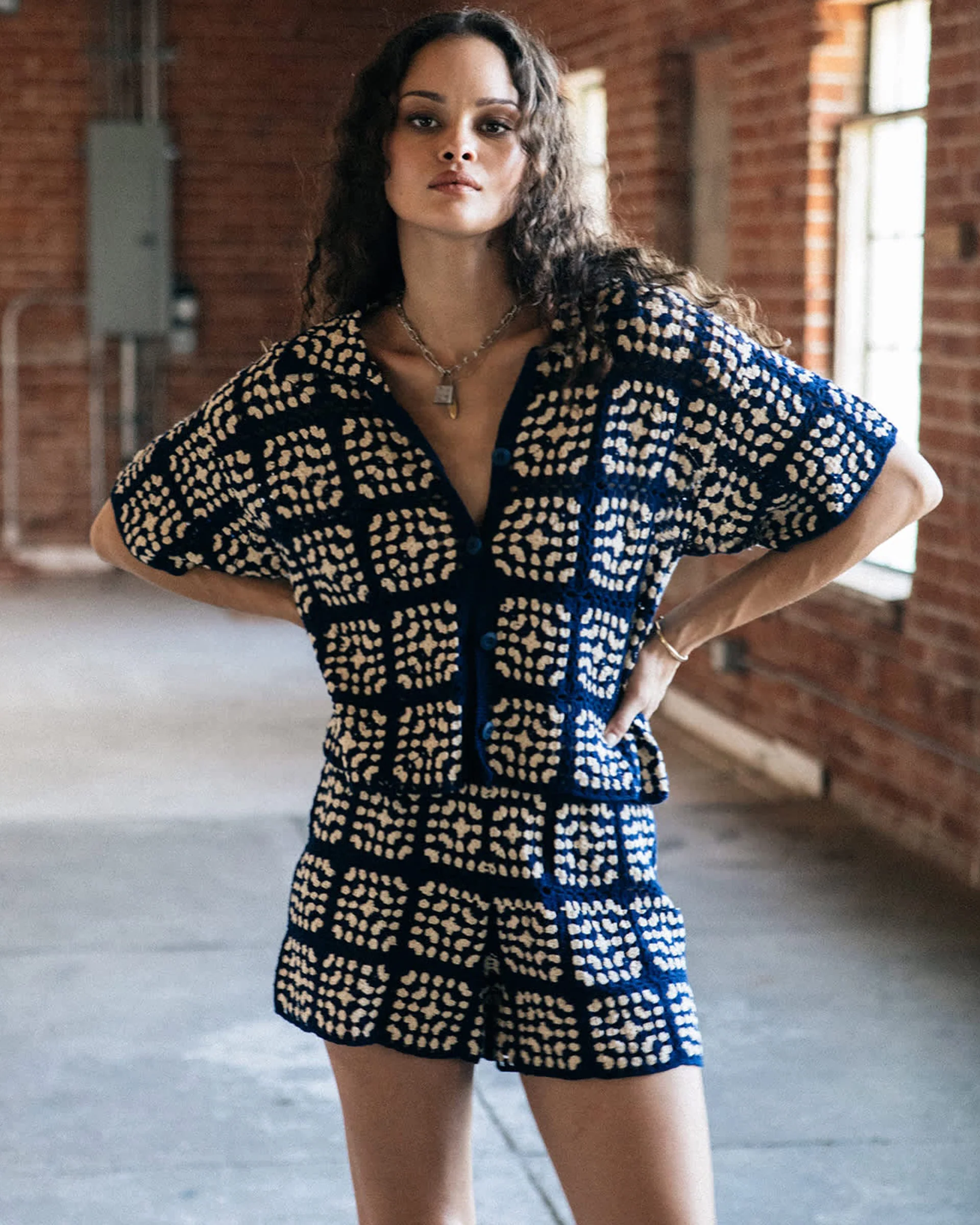 Crochet Short - Mood Indigo/Off White - Image 6