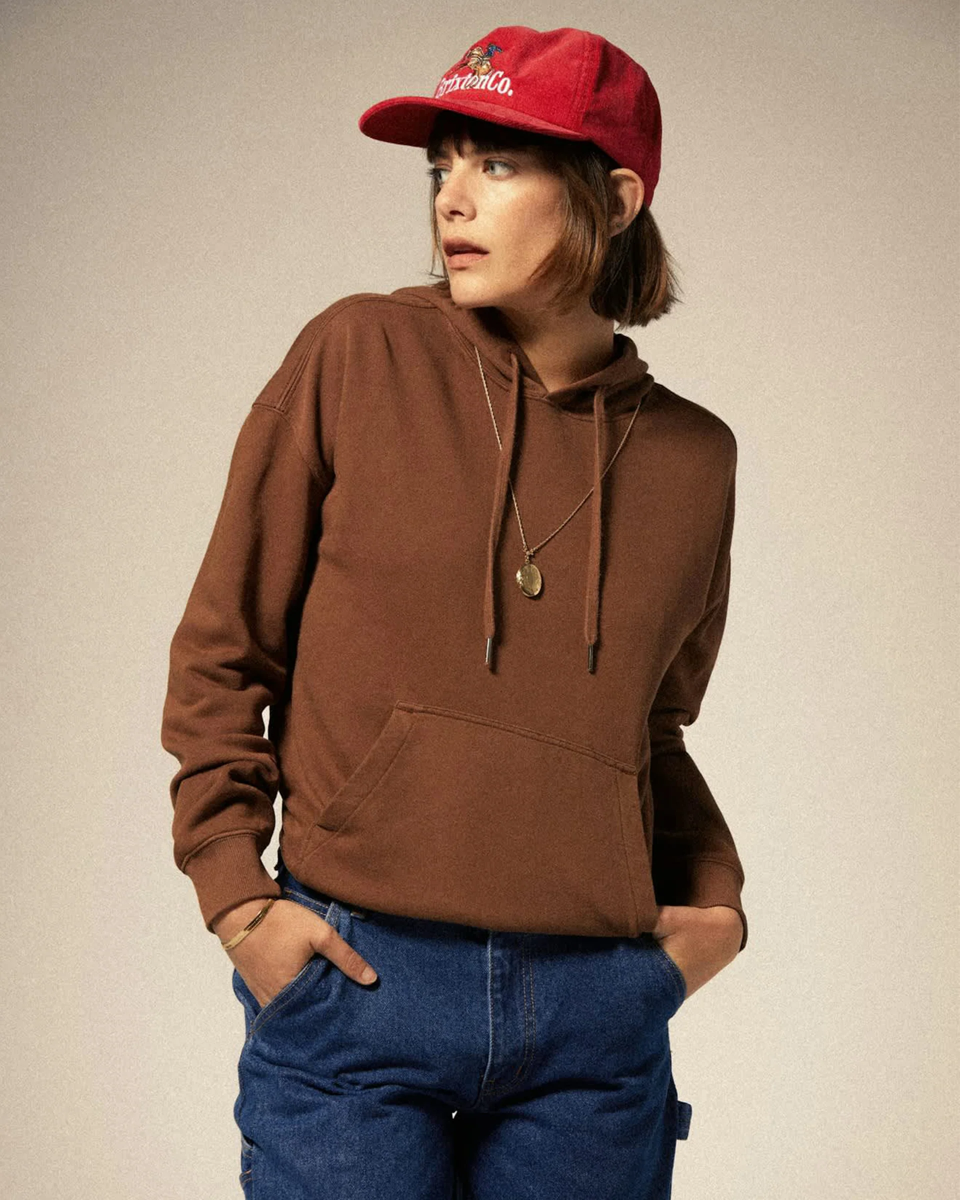 Cross Loop French Terry Hoodie - Pinecone Brown - Image 3