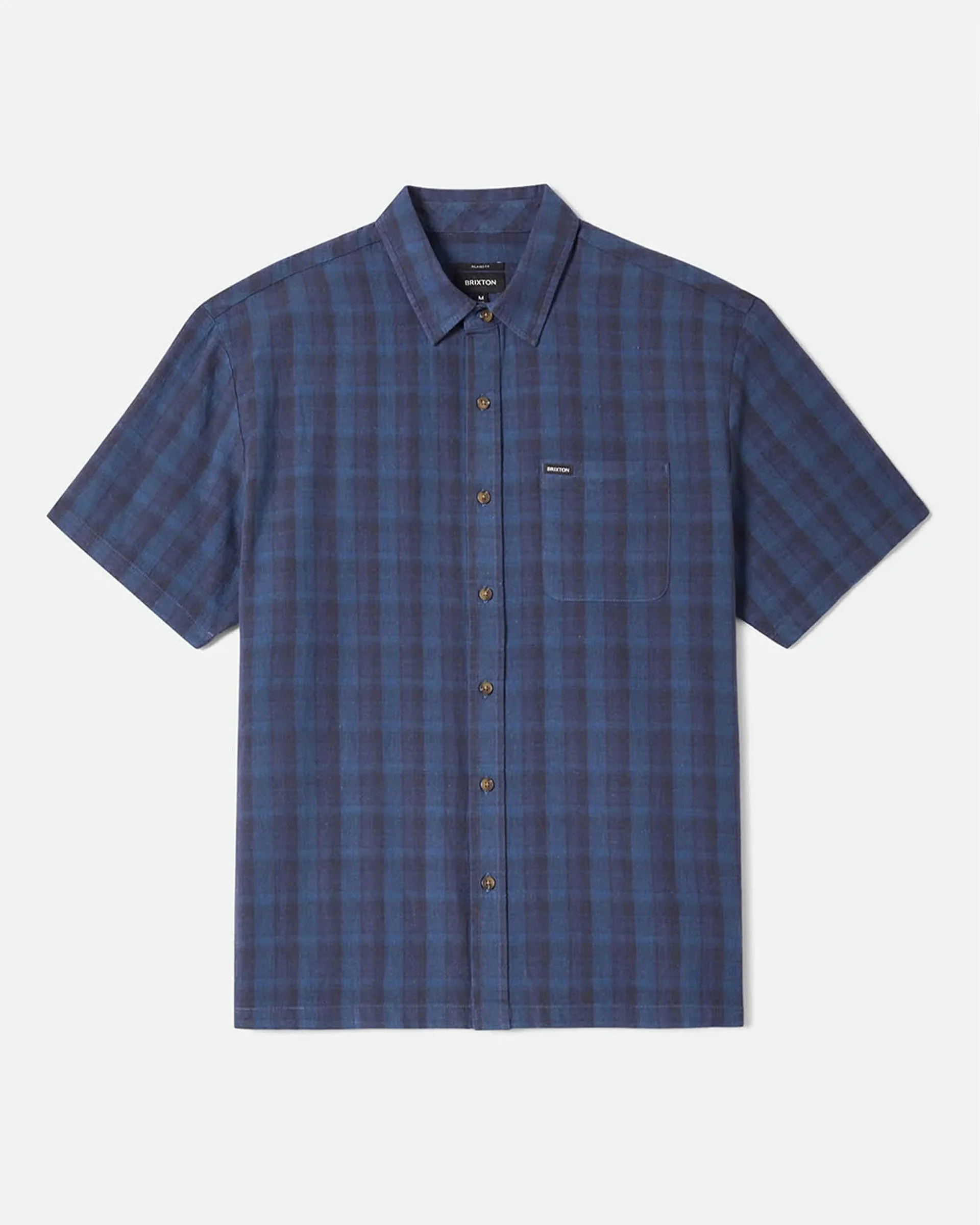 Cru Linen Blend Plaid S/S Shirt - Dark Blue/Black Plaid