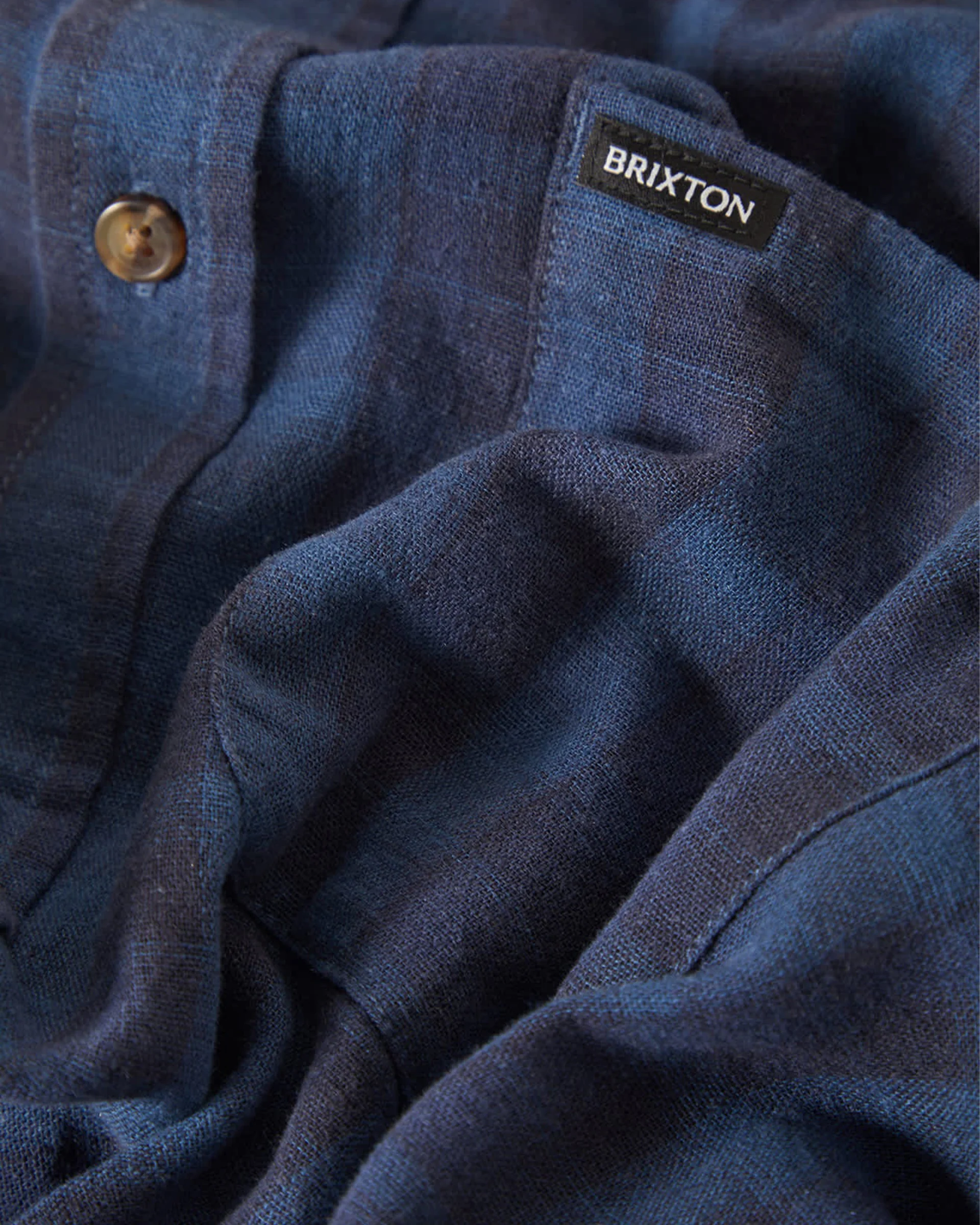 Cru Linen Blend Plaid S/S Shirt - Dark Blue/Black Plaid - Image 6