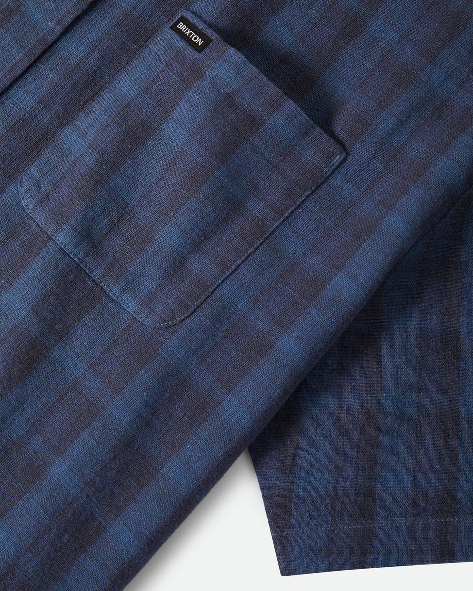Cru Linen Blend Plaid S/S Shirt - Dark Blue/Black Plaid - Image 7