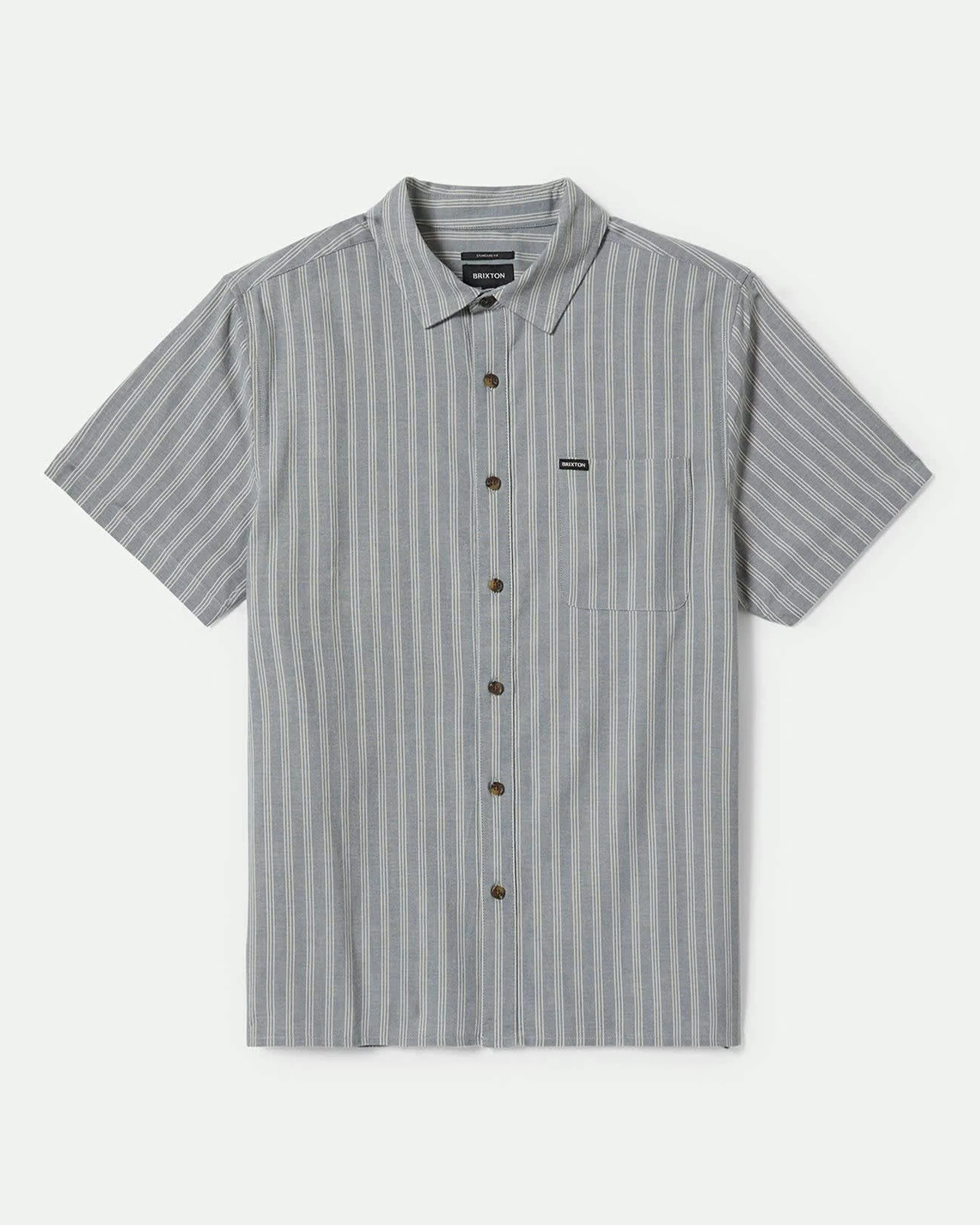 Cru Oxford Stripe S/S Shirt - Basalt Blue / Whitecap Stripe