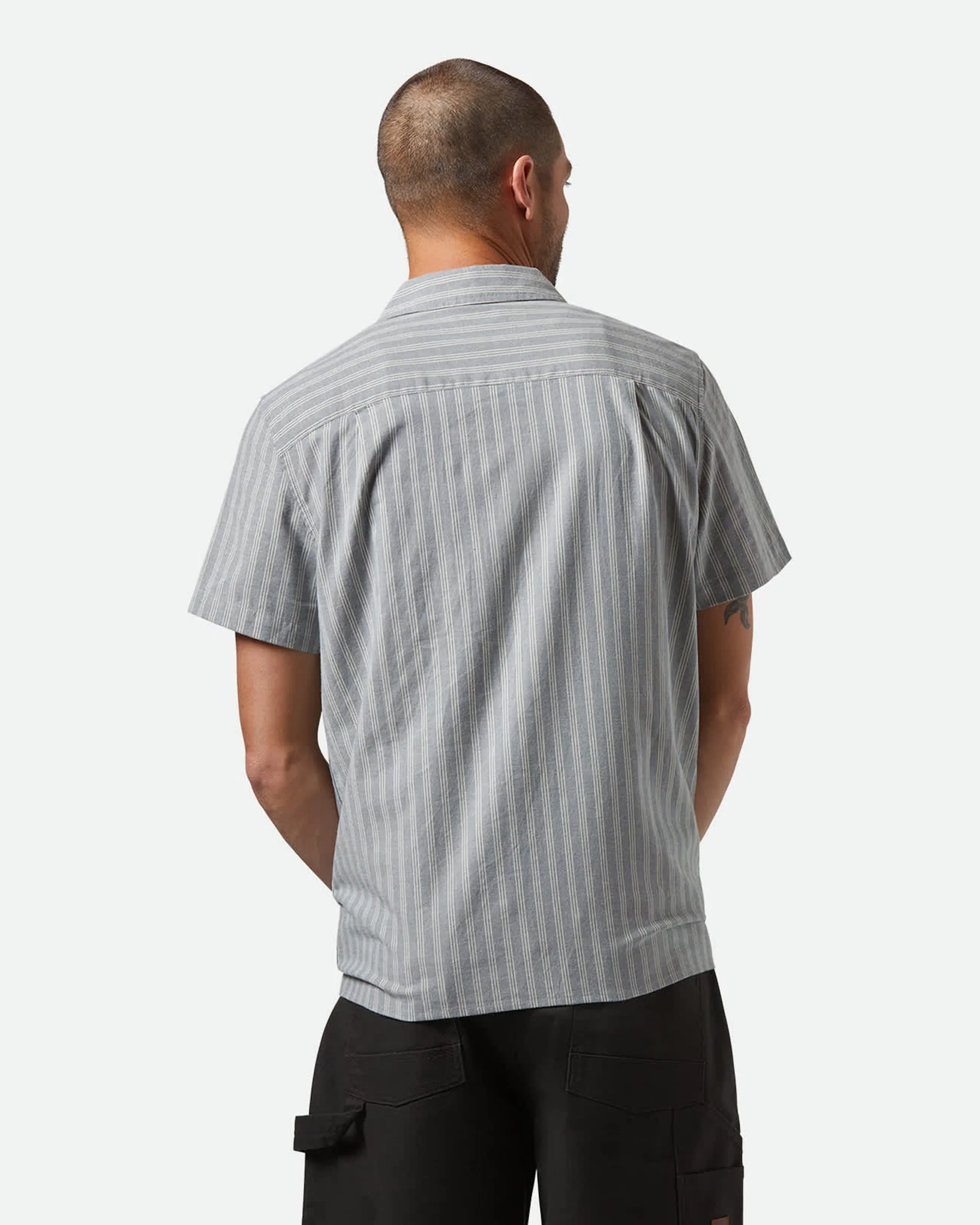Cru Oxford Stripe S/S Shirt - Basalt Blue / Whitecap Stripe - Image 3